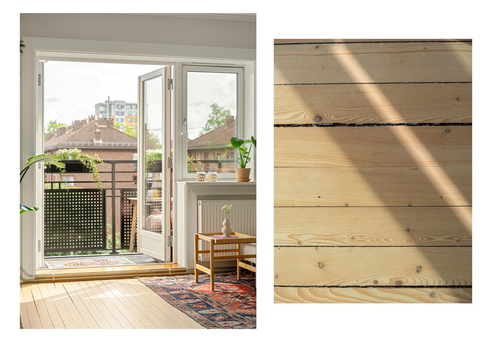 Inne er det nydelige, slipte tregulv. Galleribilde