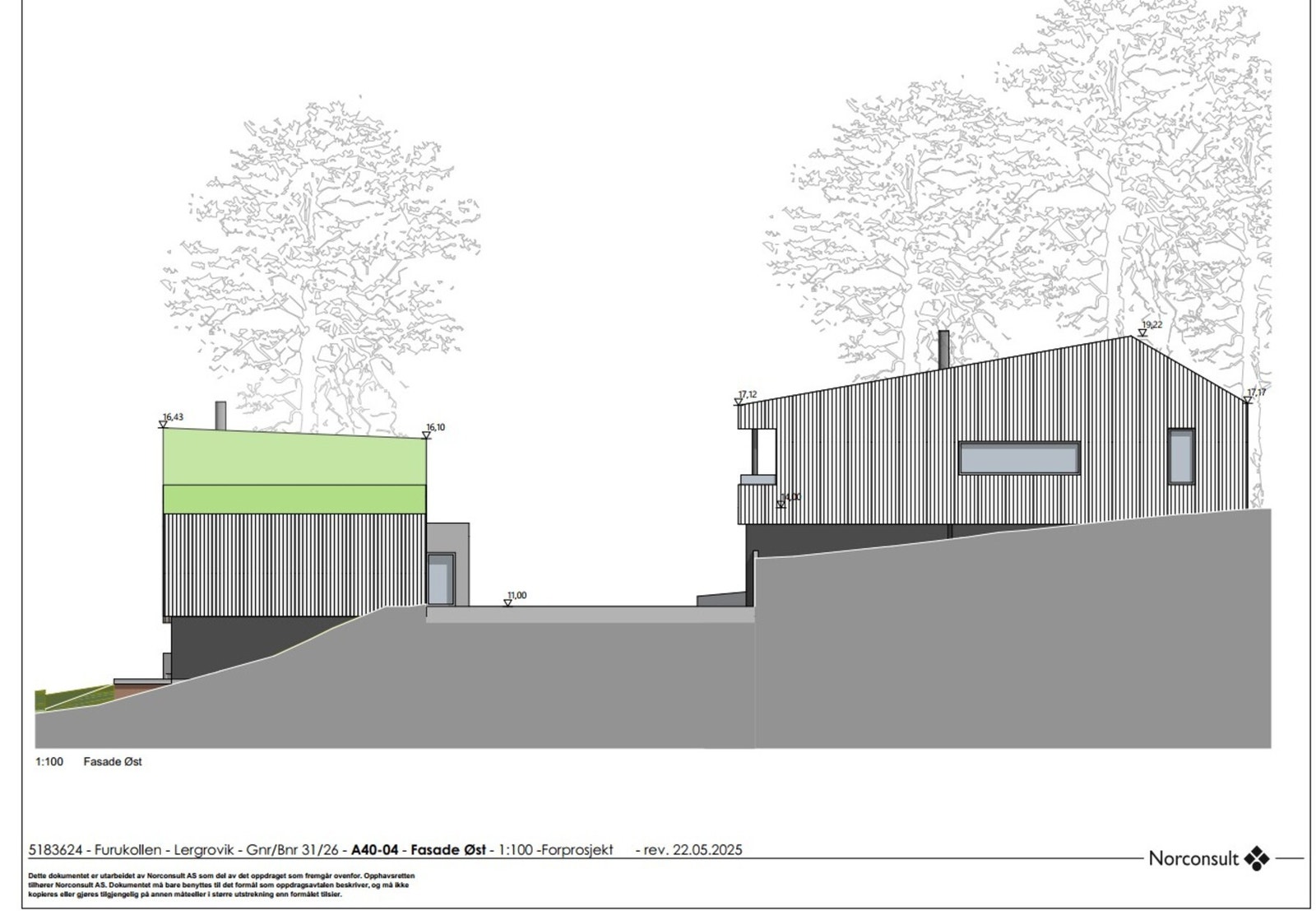 Det er gitt tillatelse til "Enebolig 2" på tomten som selges. "Enebolig 1" skal oppføres på nabotomten. Galleribilde