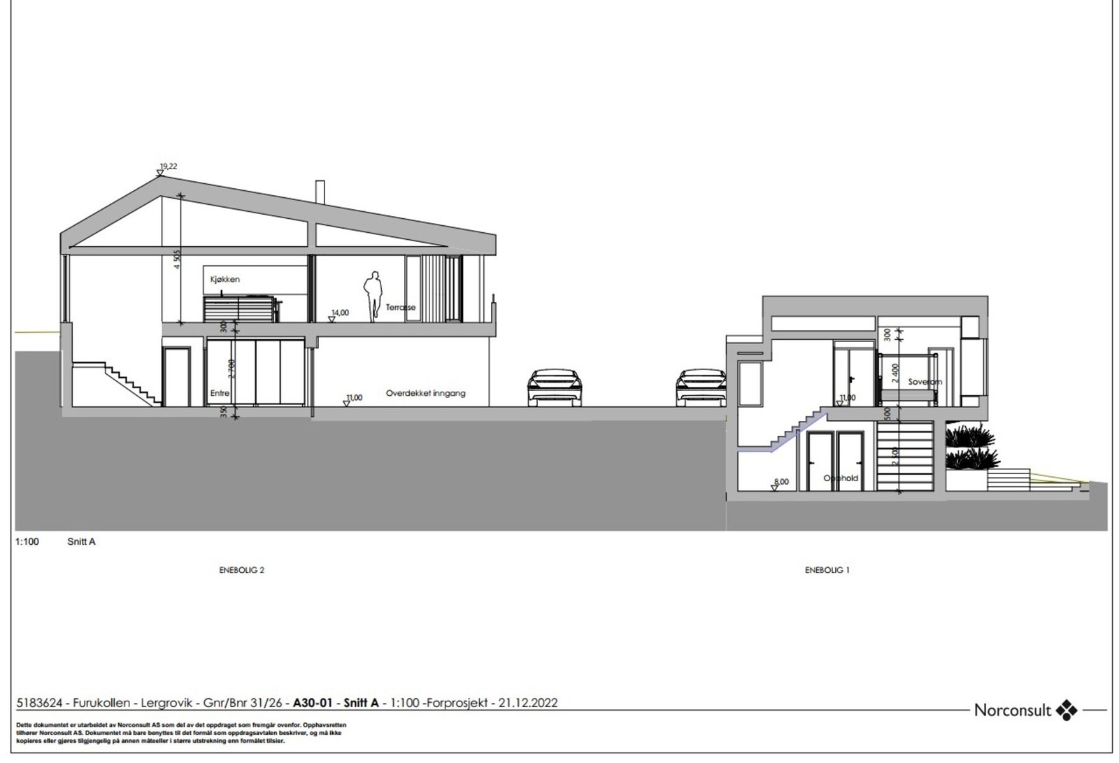 Det er gitt tillatelse til "Enebolig 2" på tomten som selges. "Enebolig 1" skal oppføres på nabotomten. Galleribilde