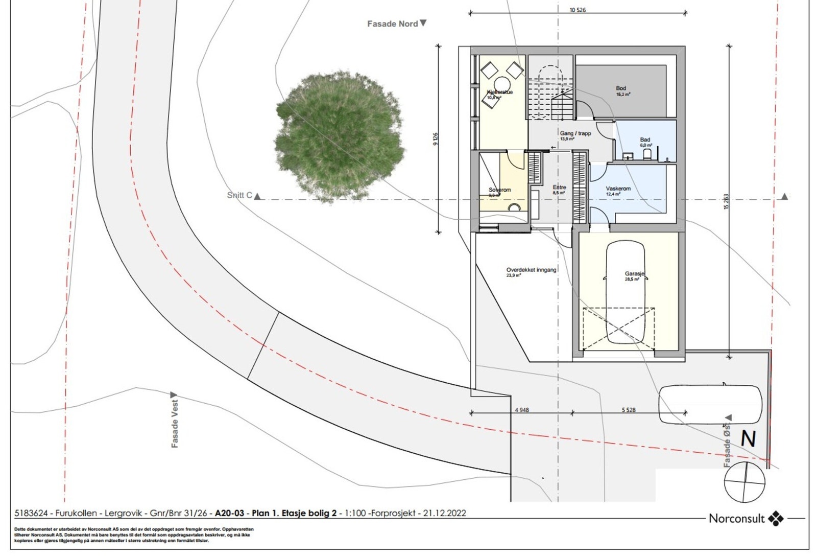 Det er gitt tillatelse til "Enebolig 2" på tomten som selges. "Enebolig 1" skal oppføres på nabotomten. Galleribilde