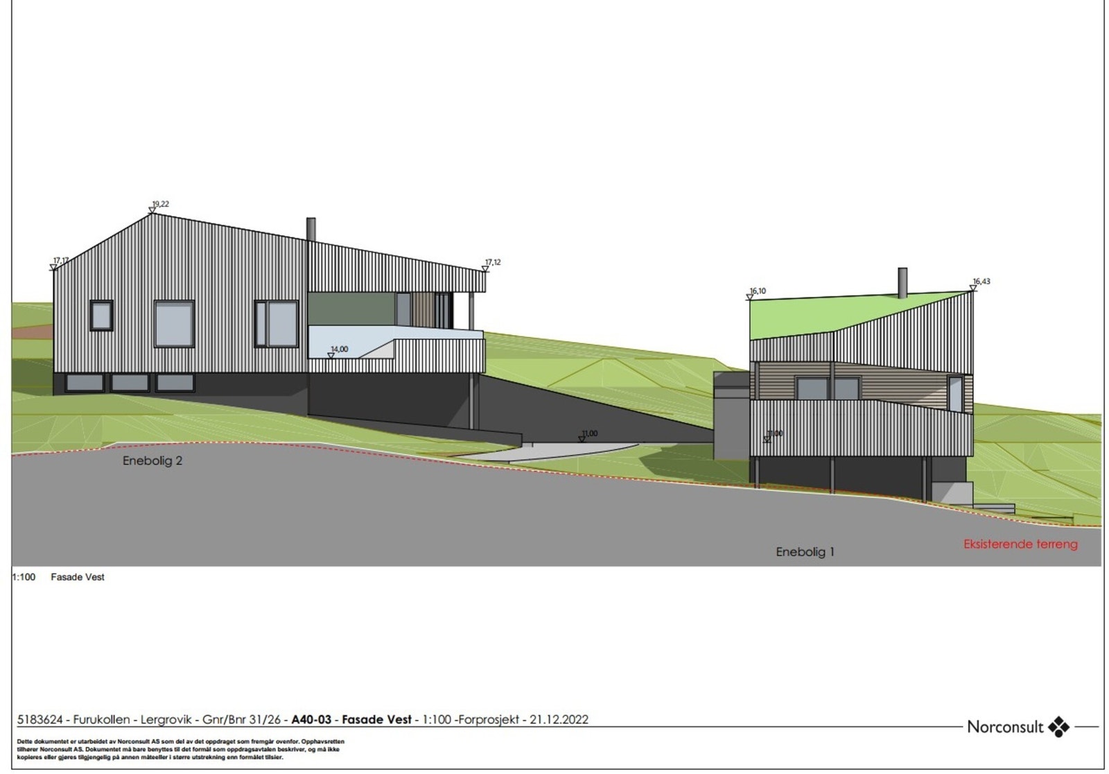 Det er gitt tillatelse til "Enebolig 2" på tomten som selges. "Enebolig 1" skal oppføres på nabotomten. Galleribilde