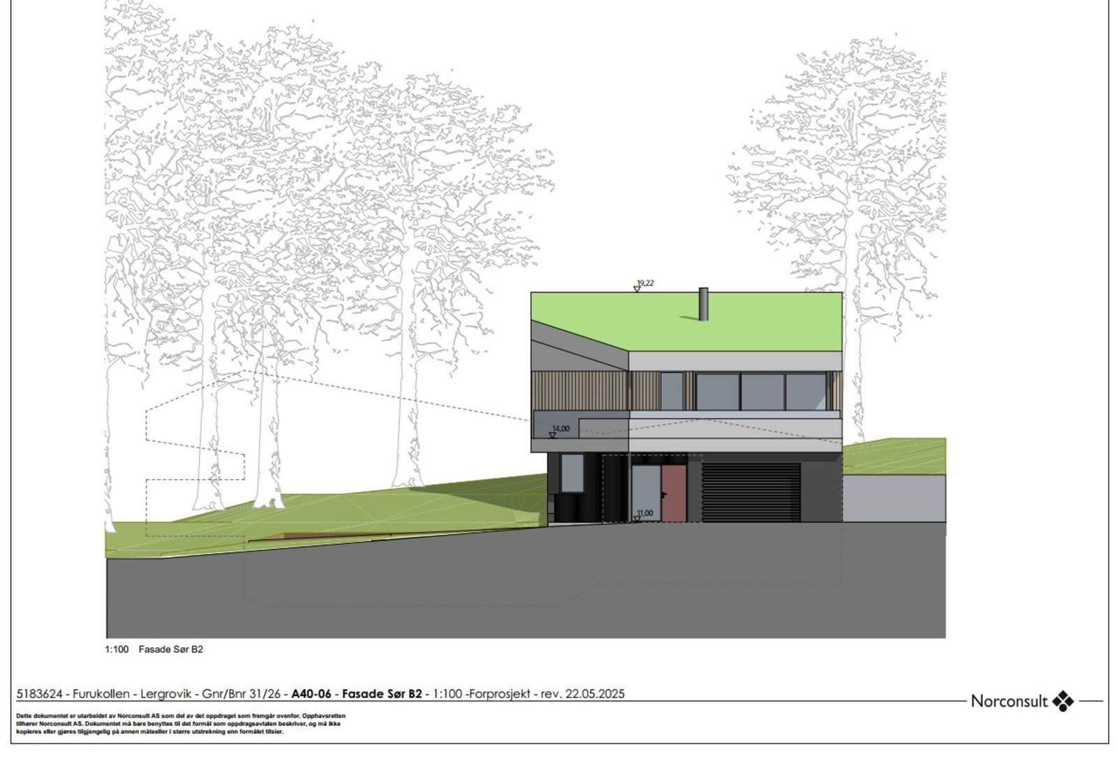 Det er gitt tillatelse til "Enebolig 2" på tomten som selges. "Enebolig 1" skal oppføres på nabotomten. Galleribilde
