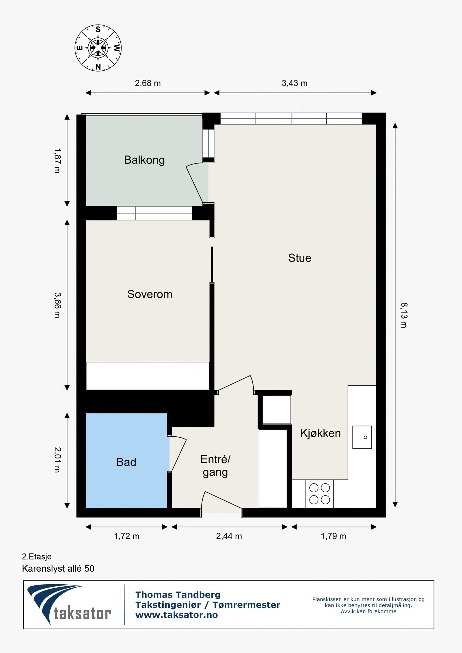 Plantegning med mål. Galleribilde