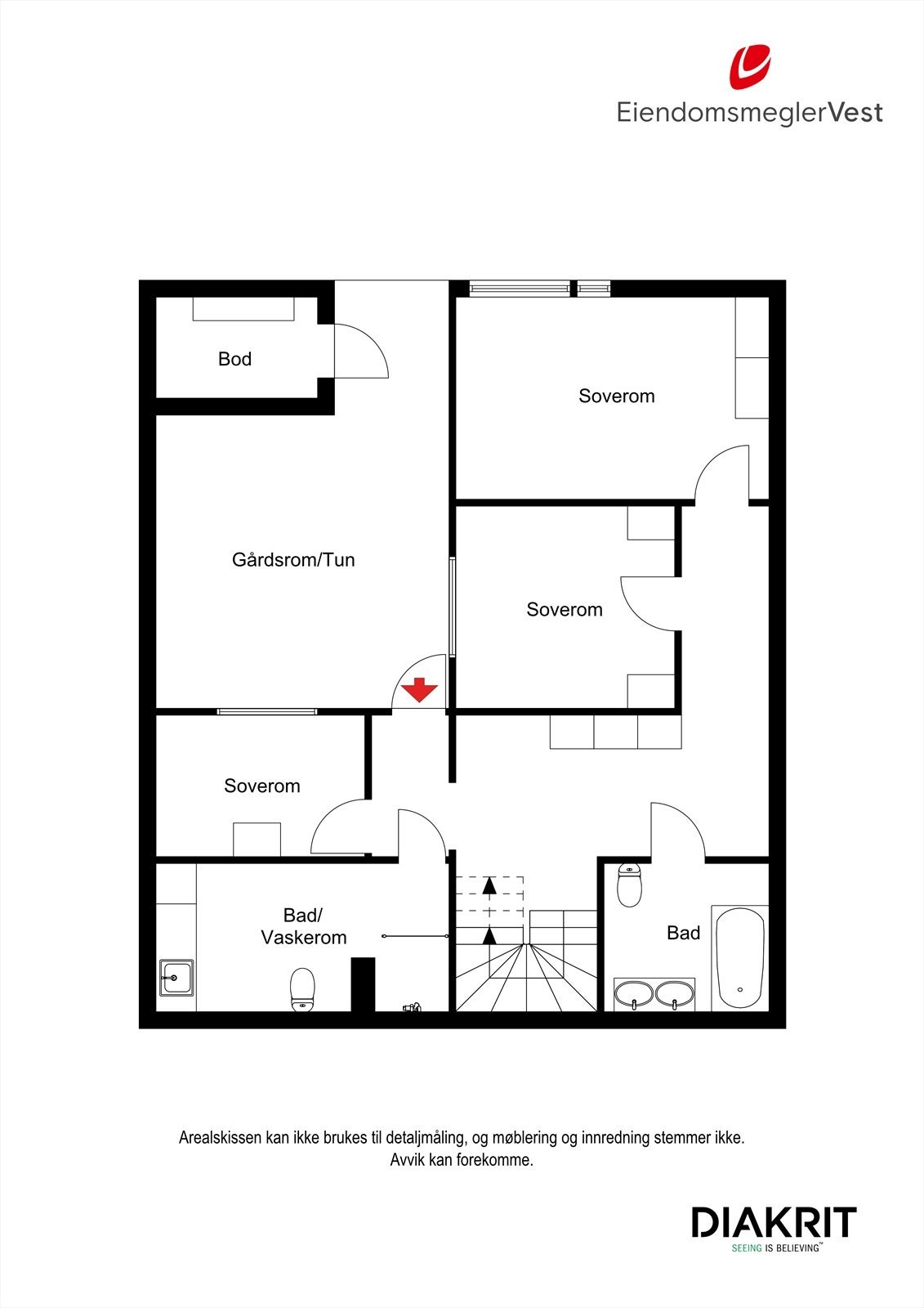 Underetasje. Soverommet til venstre for inngangspartiet er boden som er omgjort. Galleribilde