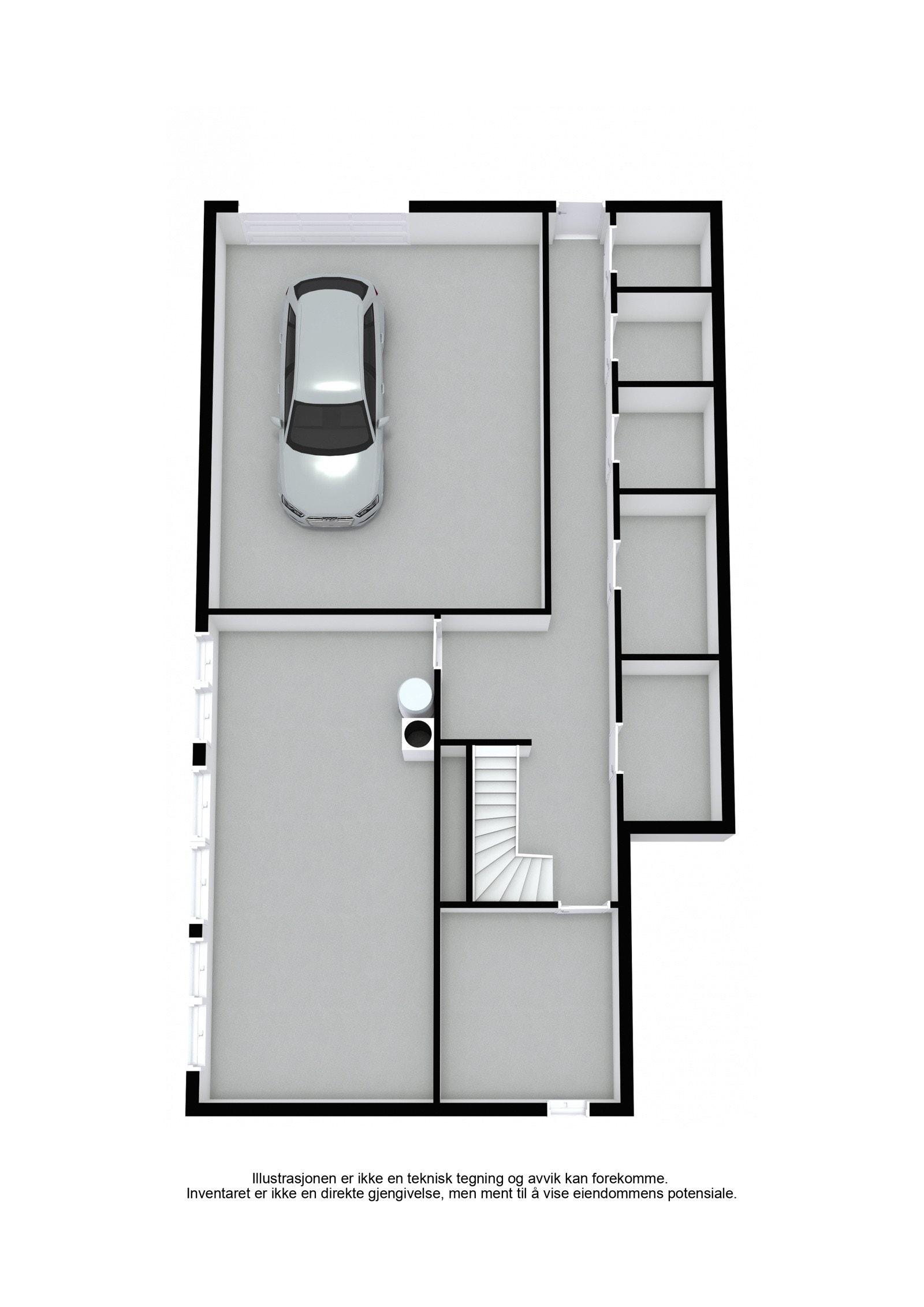 Plantegning kjeller 3D. Galleribilde