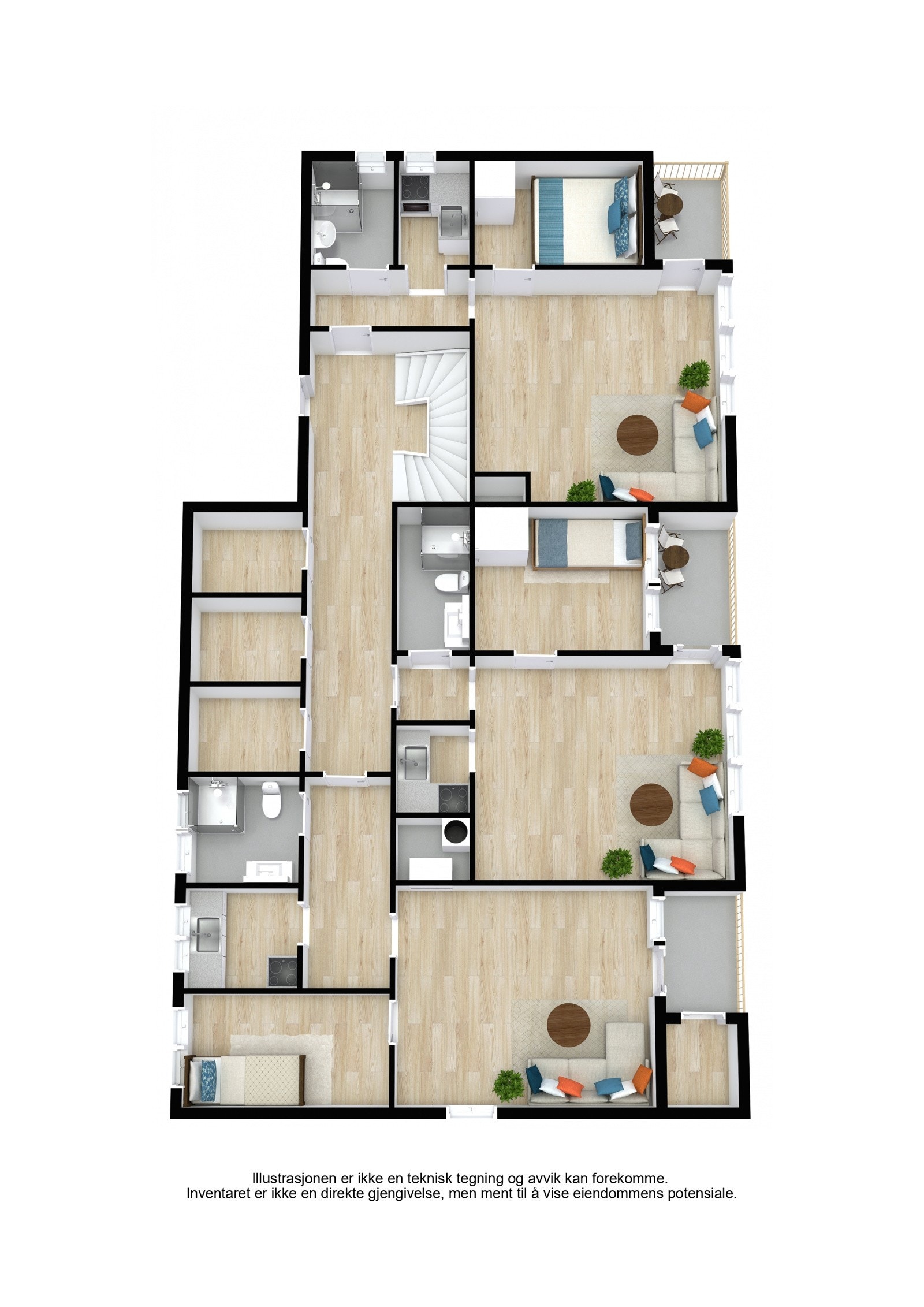Plantegning 1. etasje 3D. Galleribilde