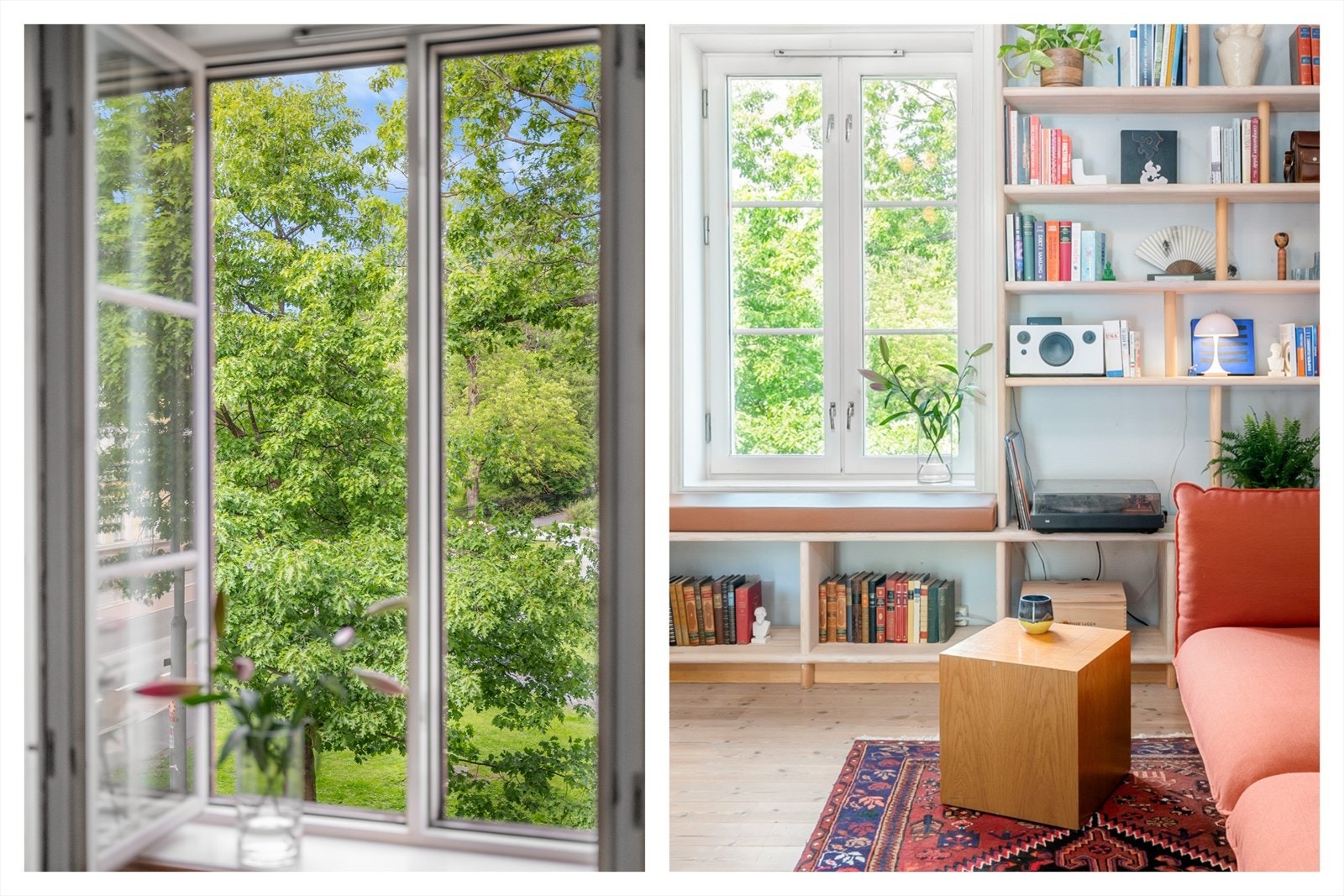 Det store vinduet blir nærmest som en ramme rundt den fine utsikten, og motivet endrer seg i takt med årstiden. Den koselige sittebenken blir nok fort din favorittplass! Galleribilde