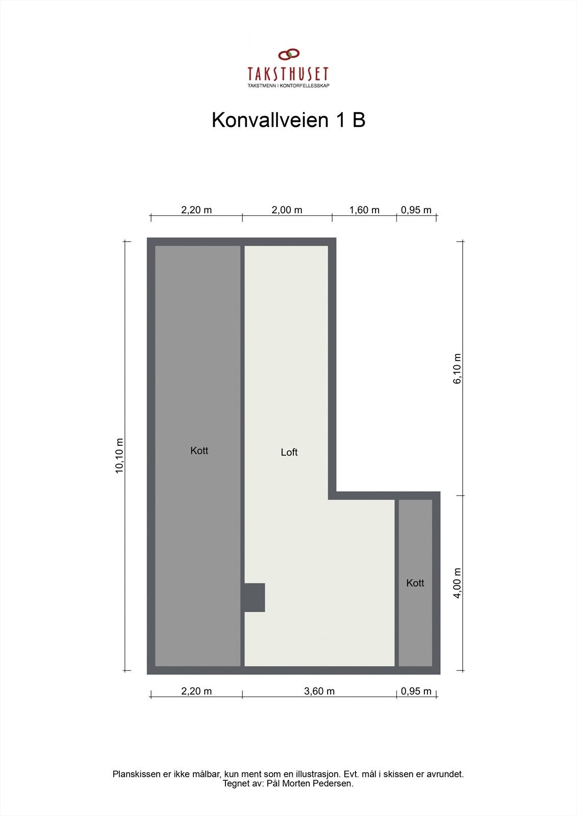 Innredet loft. Loftet er ikke måleverdig pga. lav takhøyde. Godt med lagringsplass langs knevegg. Galleribilde