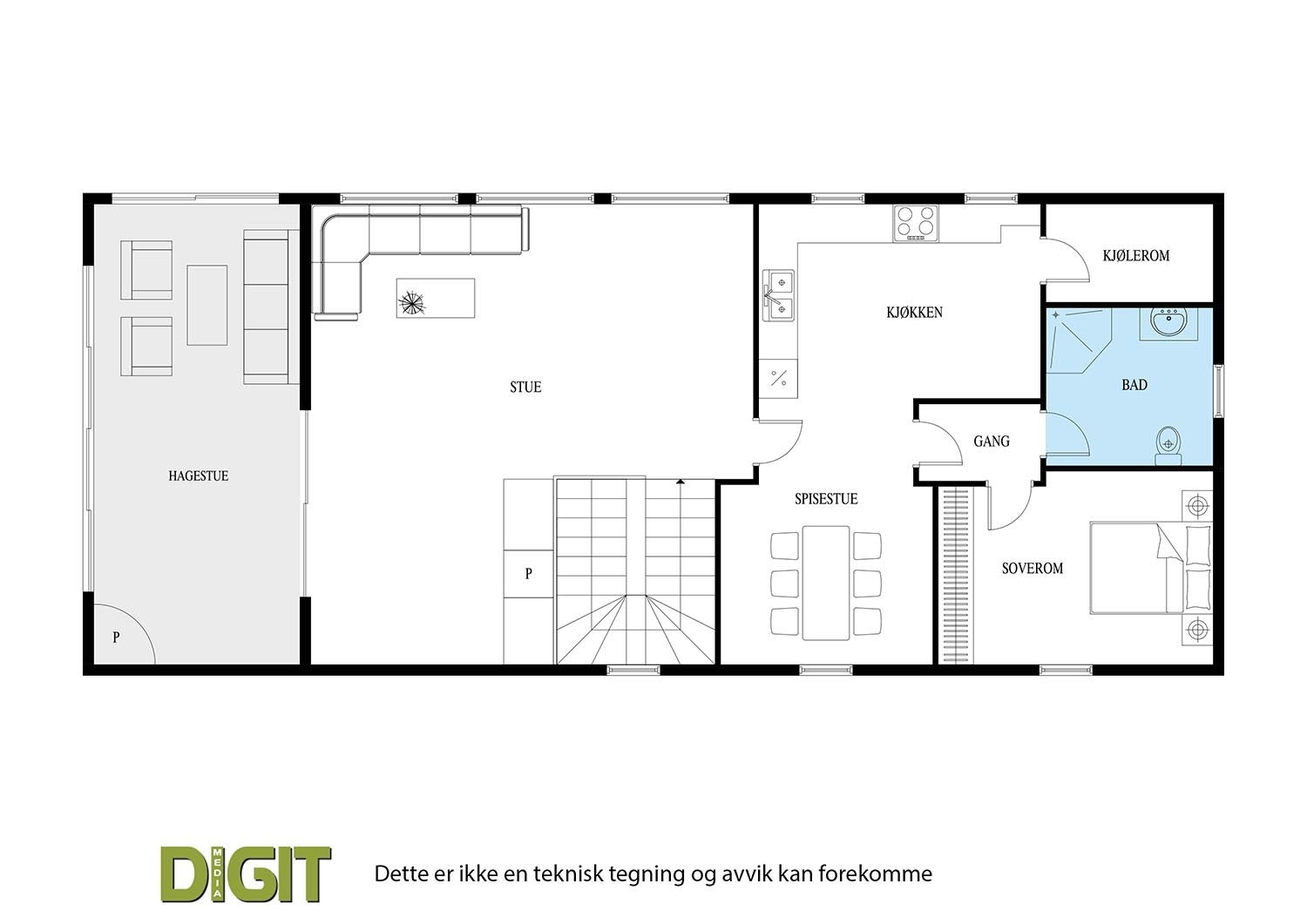 Plantegning 1. etasje Galleribilde