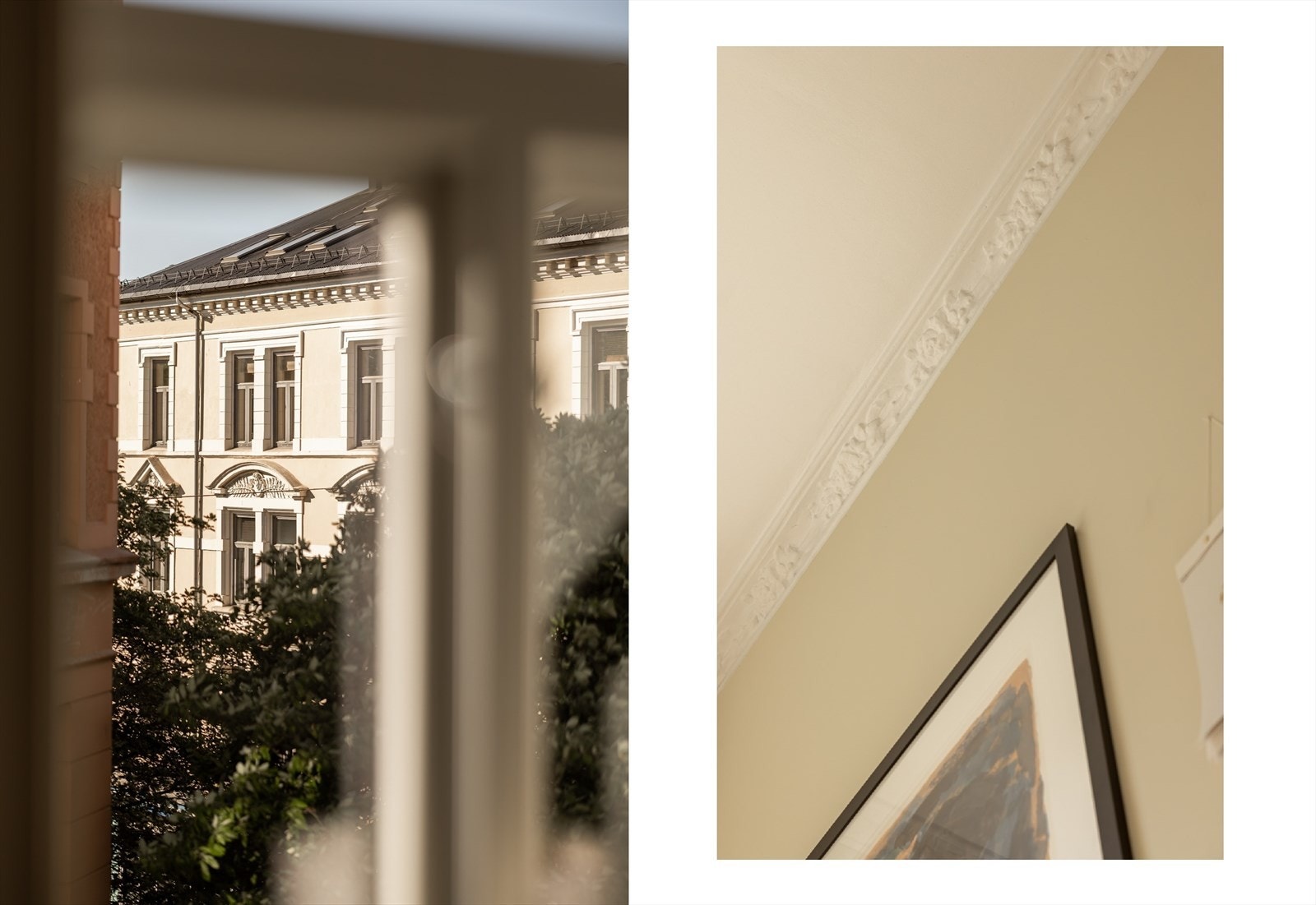 Klassisk gård som gir store vindusflater og pen stukkatur. I tillegg har man fin utsikt fra vinduene mot andre vakre, klassiske gårder. Galleribilde