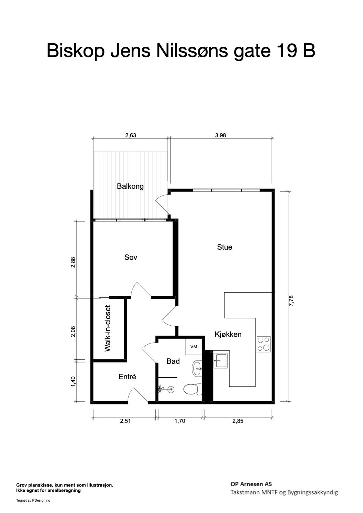 Plantegning med mål. Galleribilde