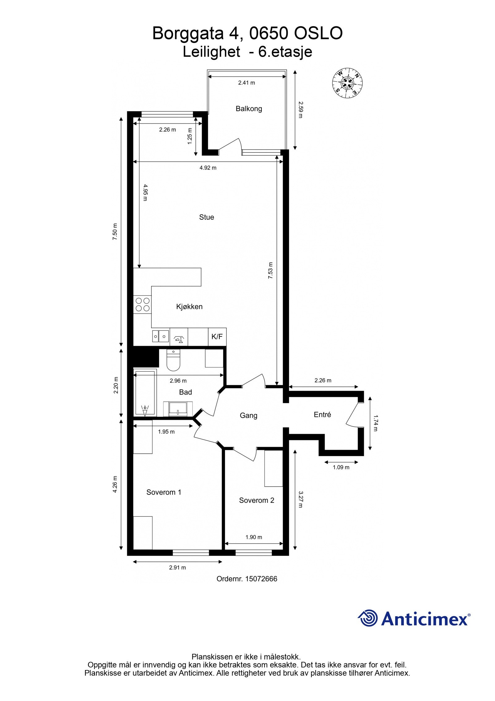 Plantegning. Boligen disponerer i tillegg en loftsbod og en garasjeplass som kan medfølge*. Galleribilde