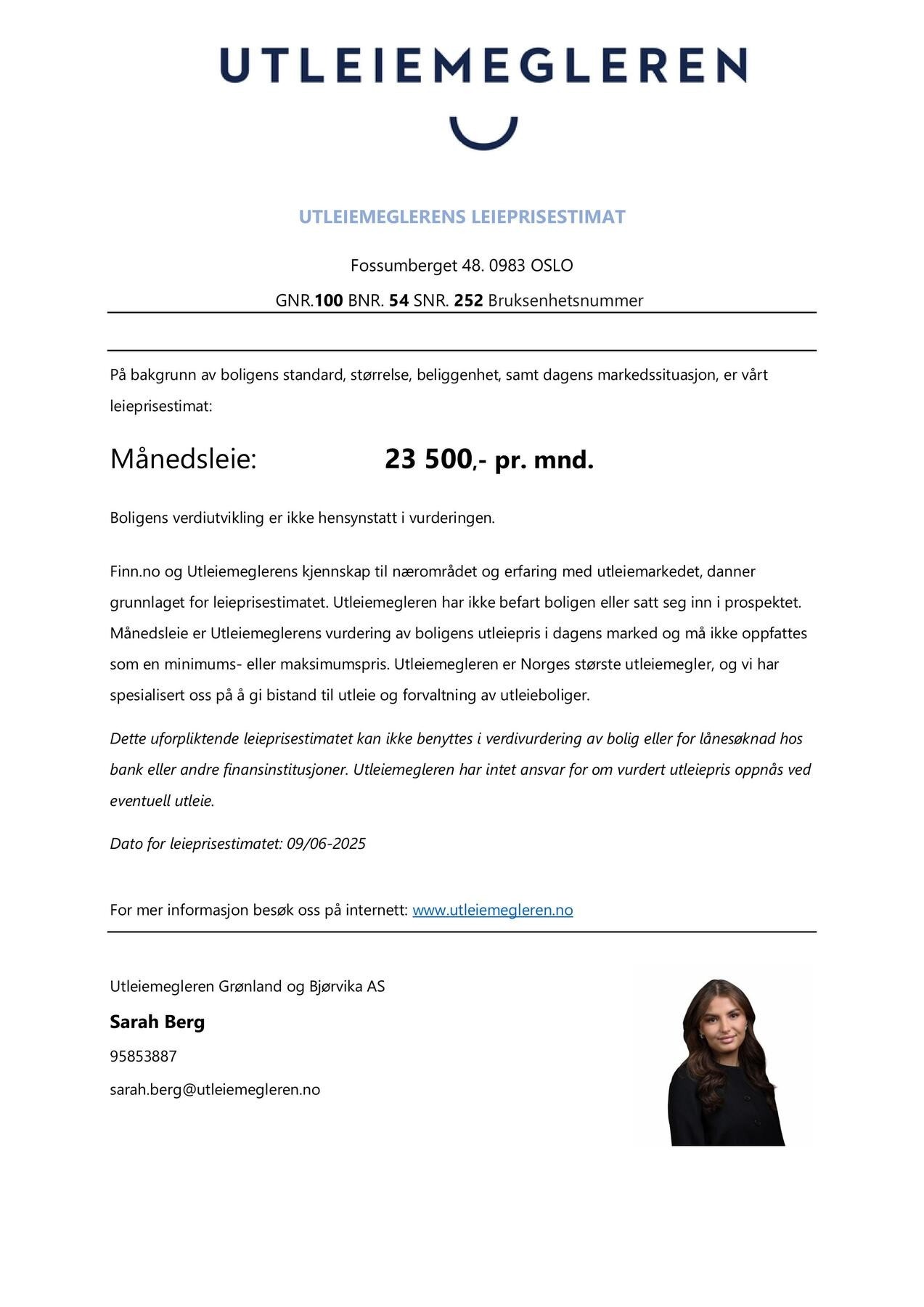 Utleieestimat Galleribilde