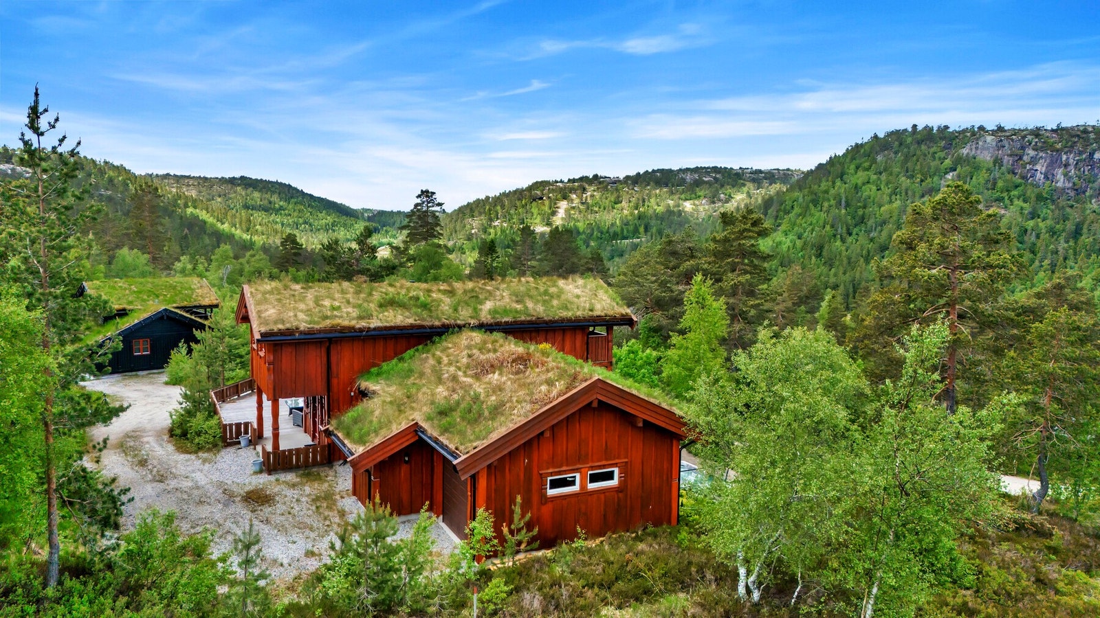 Det er bilvei helt frem med biloppstillingsplass fremfor hytta. Galleribilde