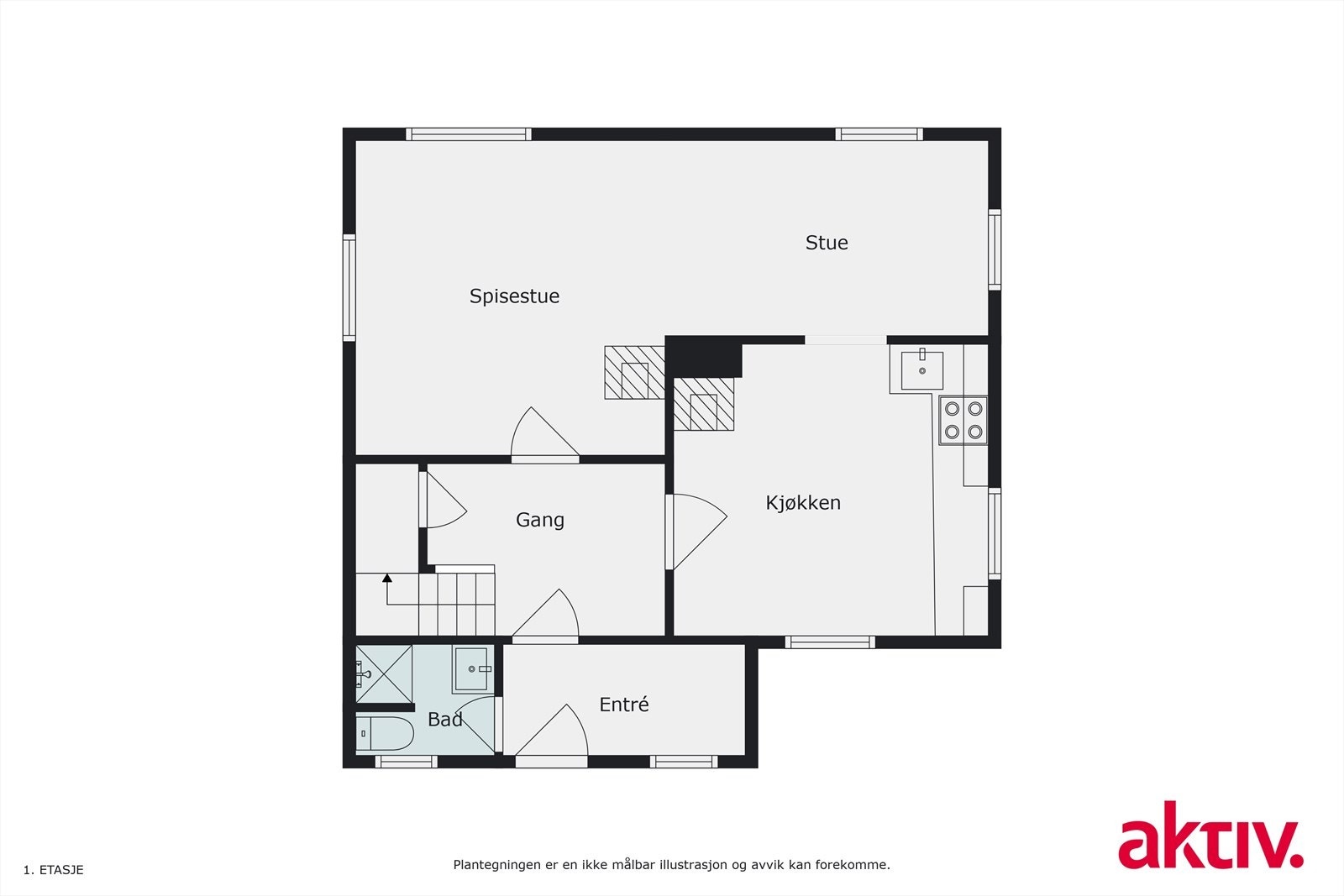 Plantegning hovedetasje. Galleribilde