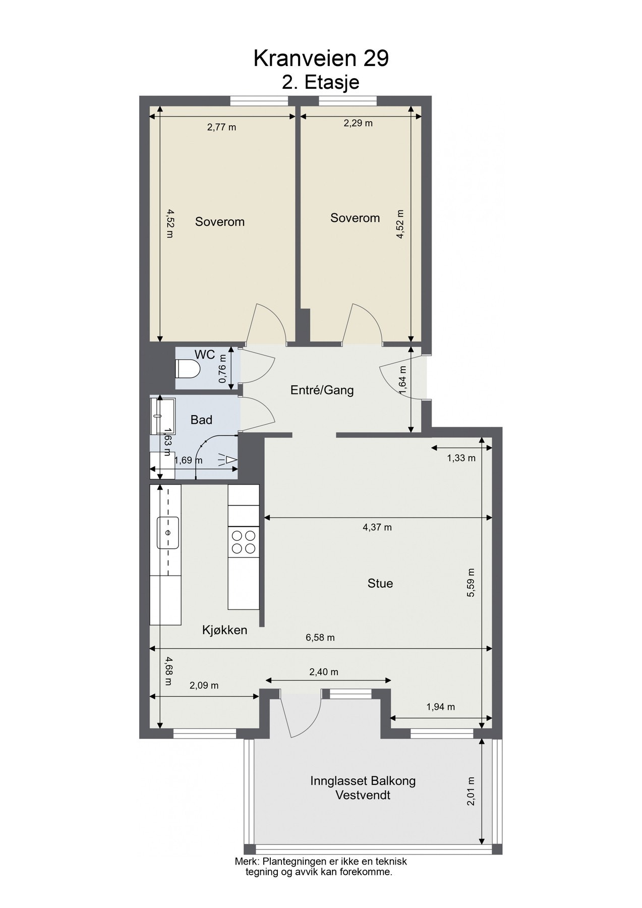 Leiligheten er gjennomgående med fine sol- og lysforhold. Galleribilde