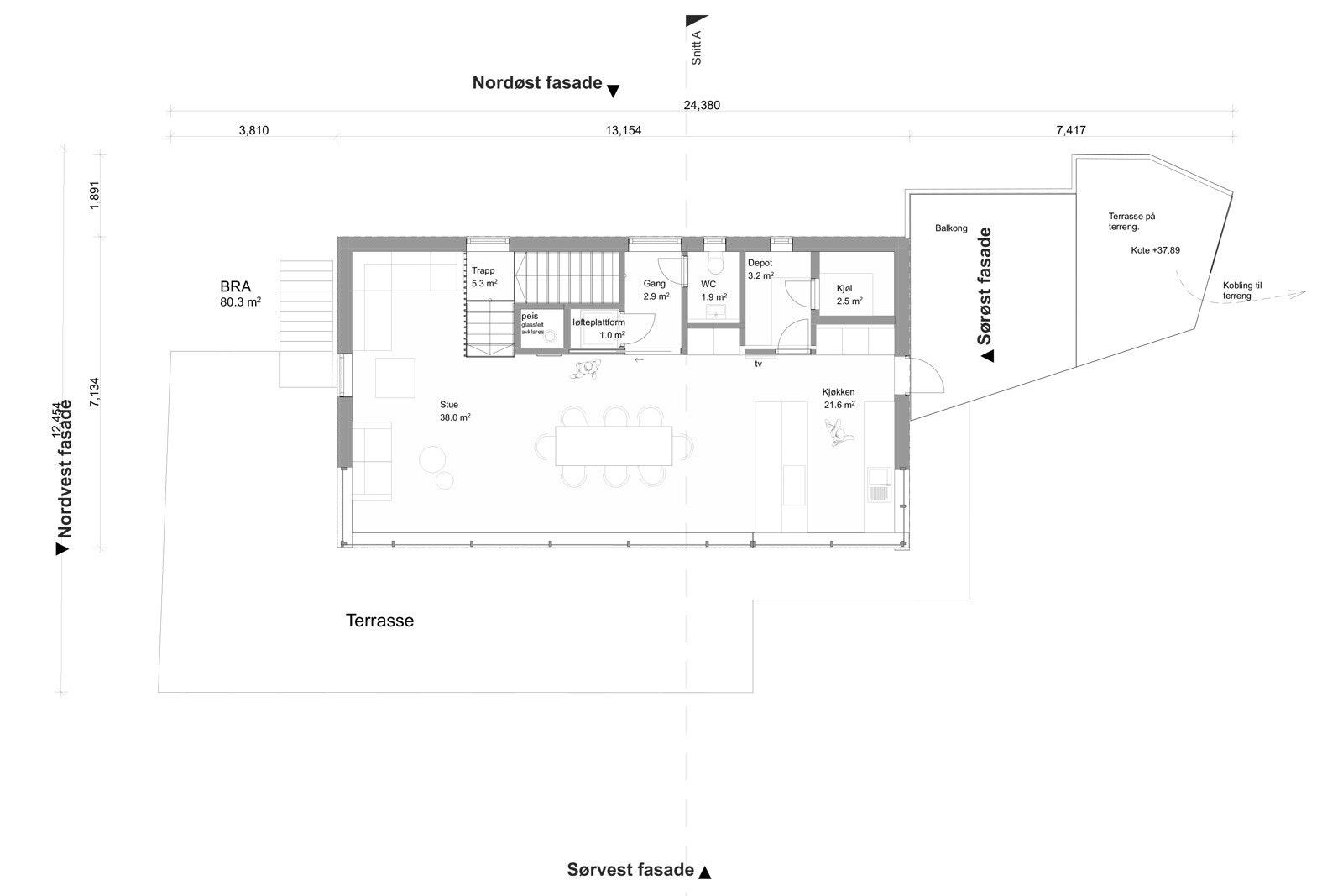 Plantegning nytt hus. Galleribilde