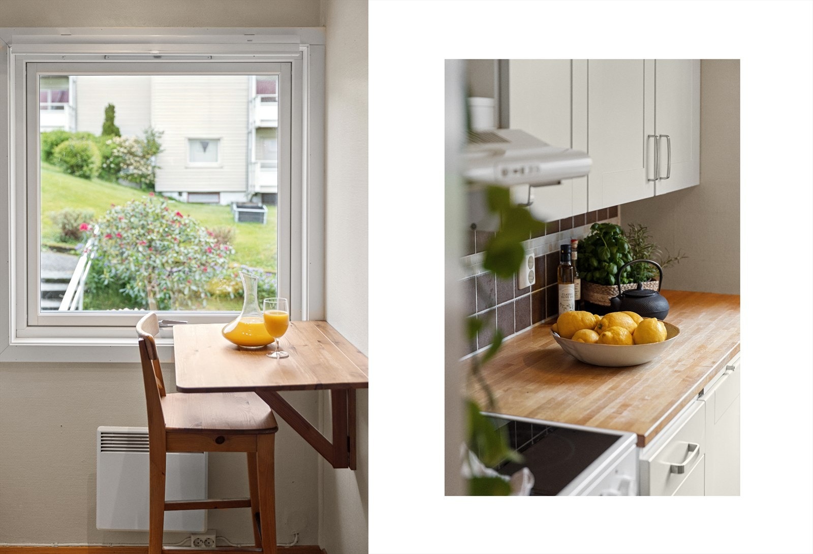 Praktisk liten spisekrok ved vinduet. Galleribilde