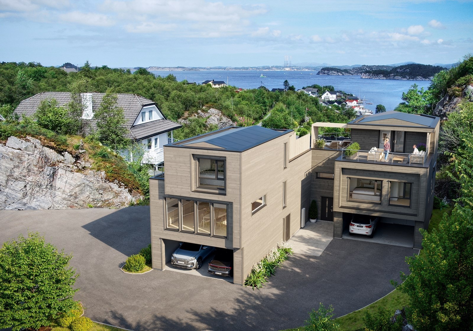 Illustrasjon av godkjente eneboliger i kjede Galleribilde