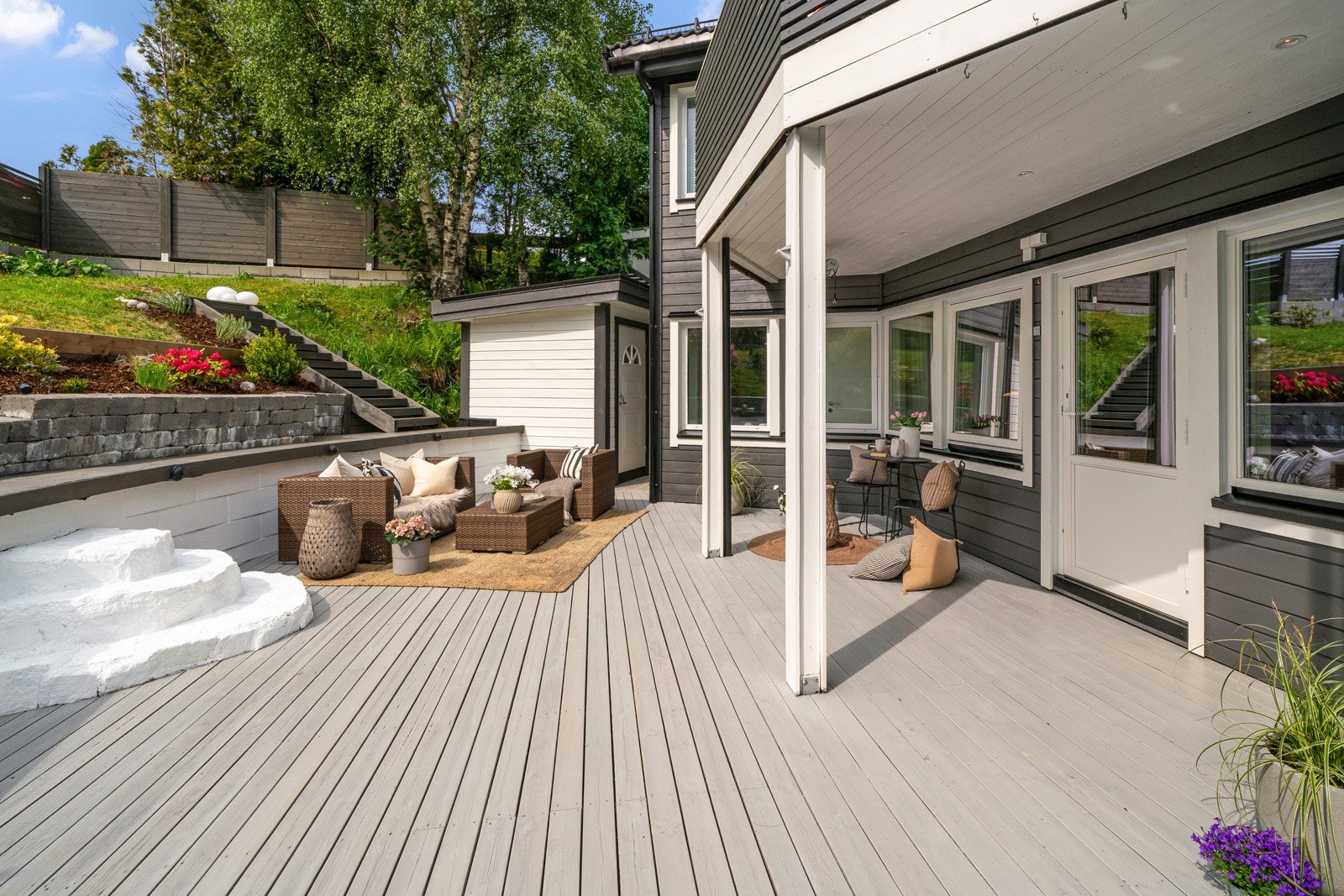 Deler av uteområdet er under tak og kan også benyttes ved dårligere vær Galleribilde