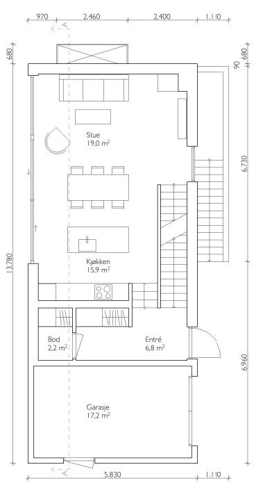 Plantegning 1. etasje. Galleribilde