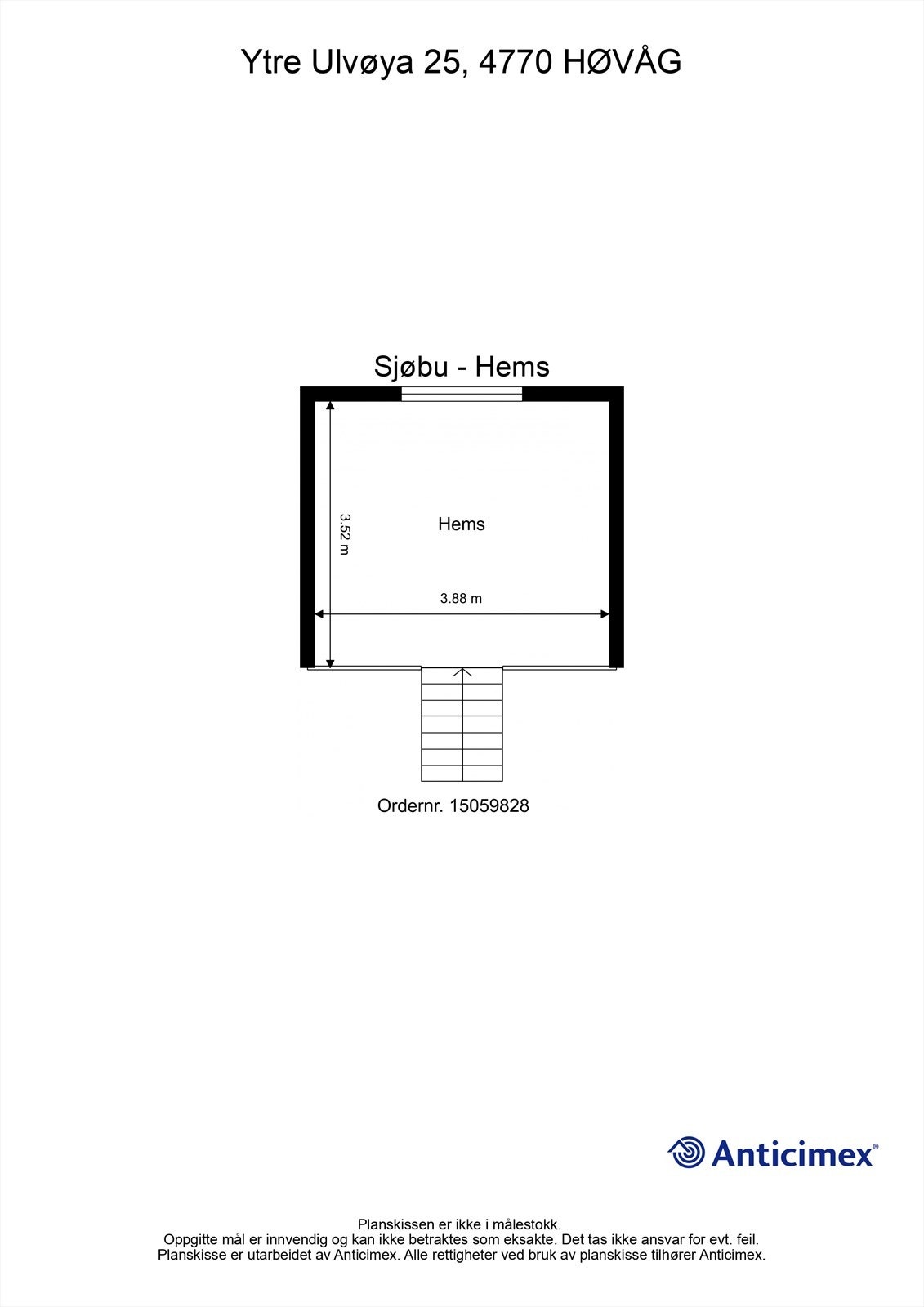 Plantegning sjøbu hems. Galleribilde