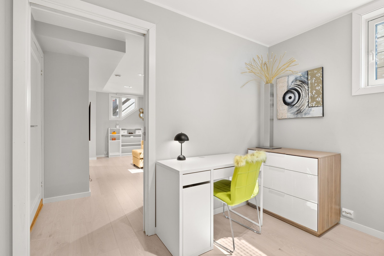 Bod/hjemmekontor. Rommet er opprinnelig byggemeldt som bod og er ikke godkjent til varig opphold. Se punkt under ferdigattest. Galleribilde