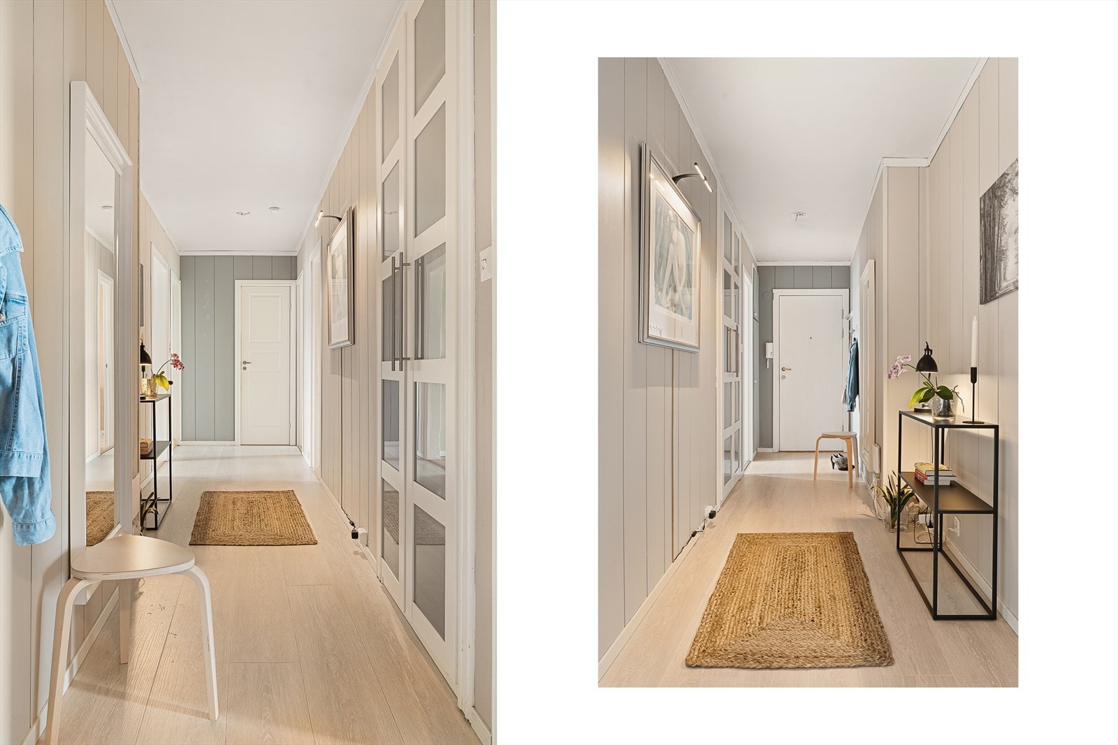 Gangen har godt med skapplass og praktiske oppbevaringsløsninger. Galleribilde