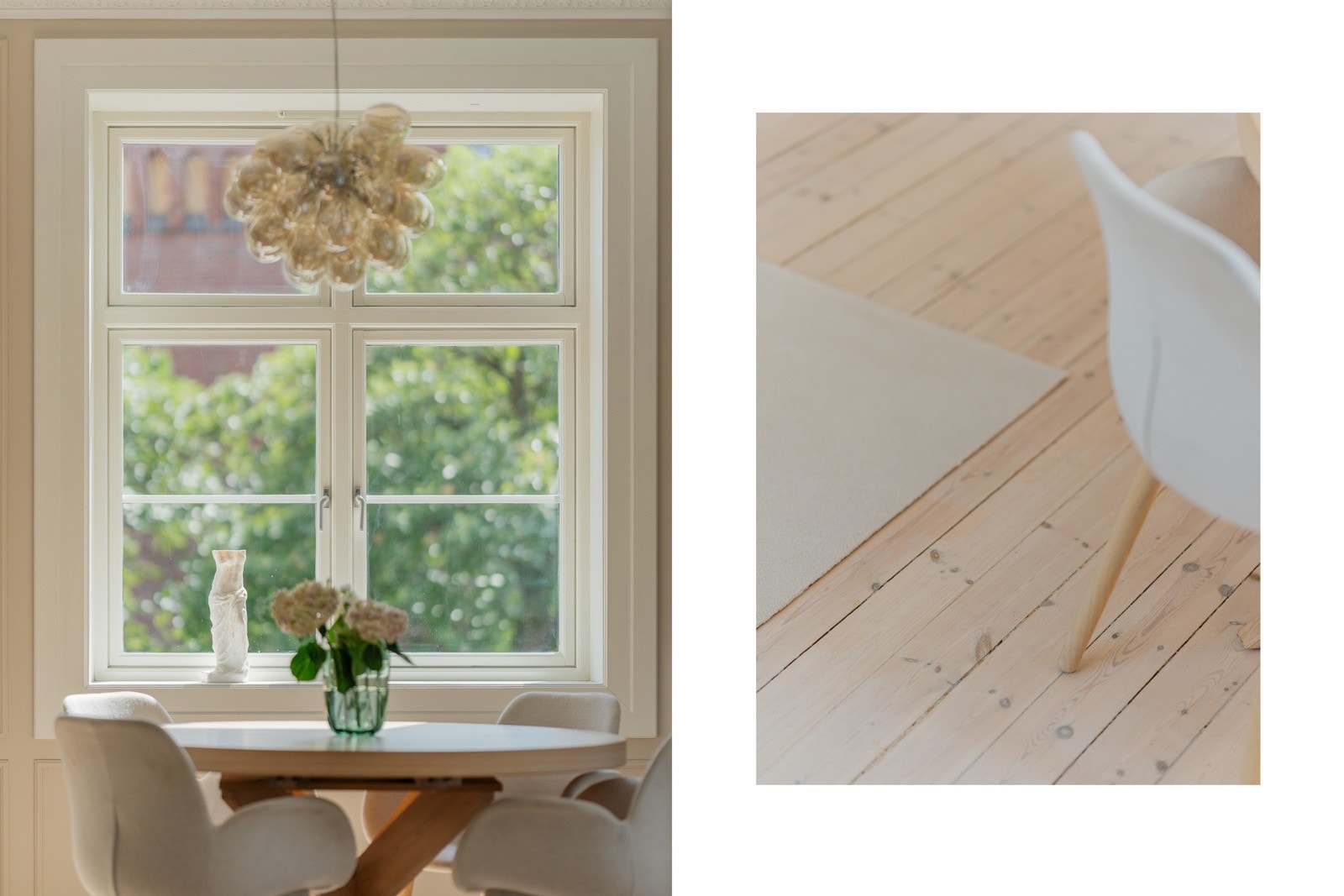 Selgers ord: "Utsikten fra stuen og ut mot toppen av Lilleborg skole, grønne trær og himmel gir en deilig og luftig ro." Galleribilde