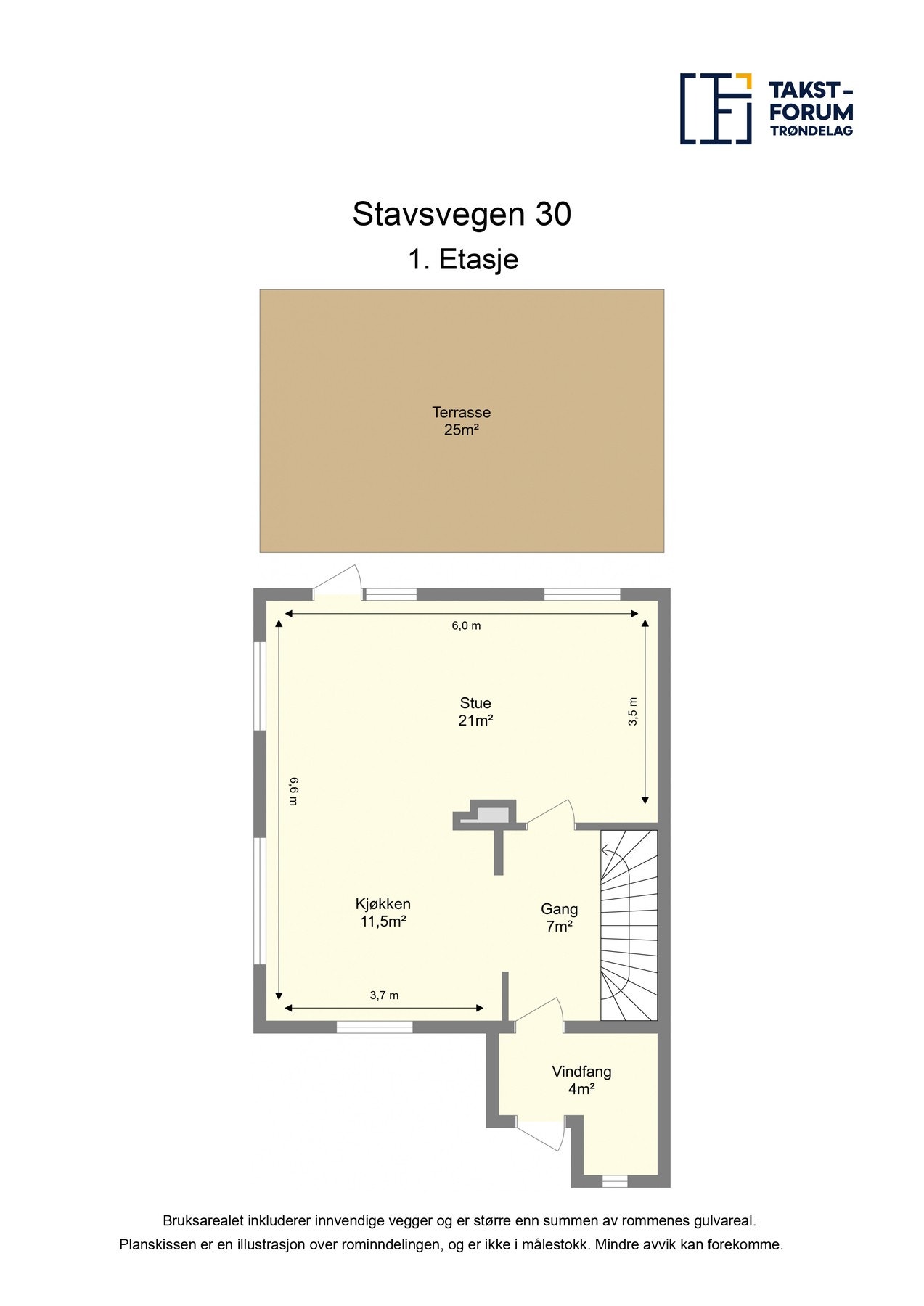 Planskisse 1.etg. med arealer. Galleribilde