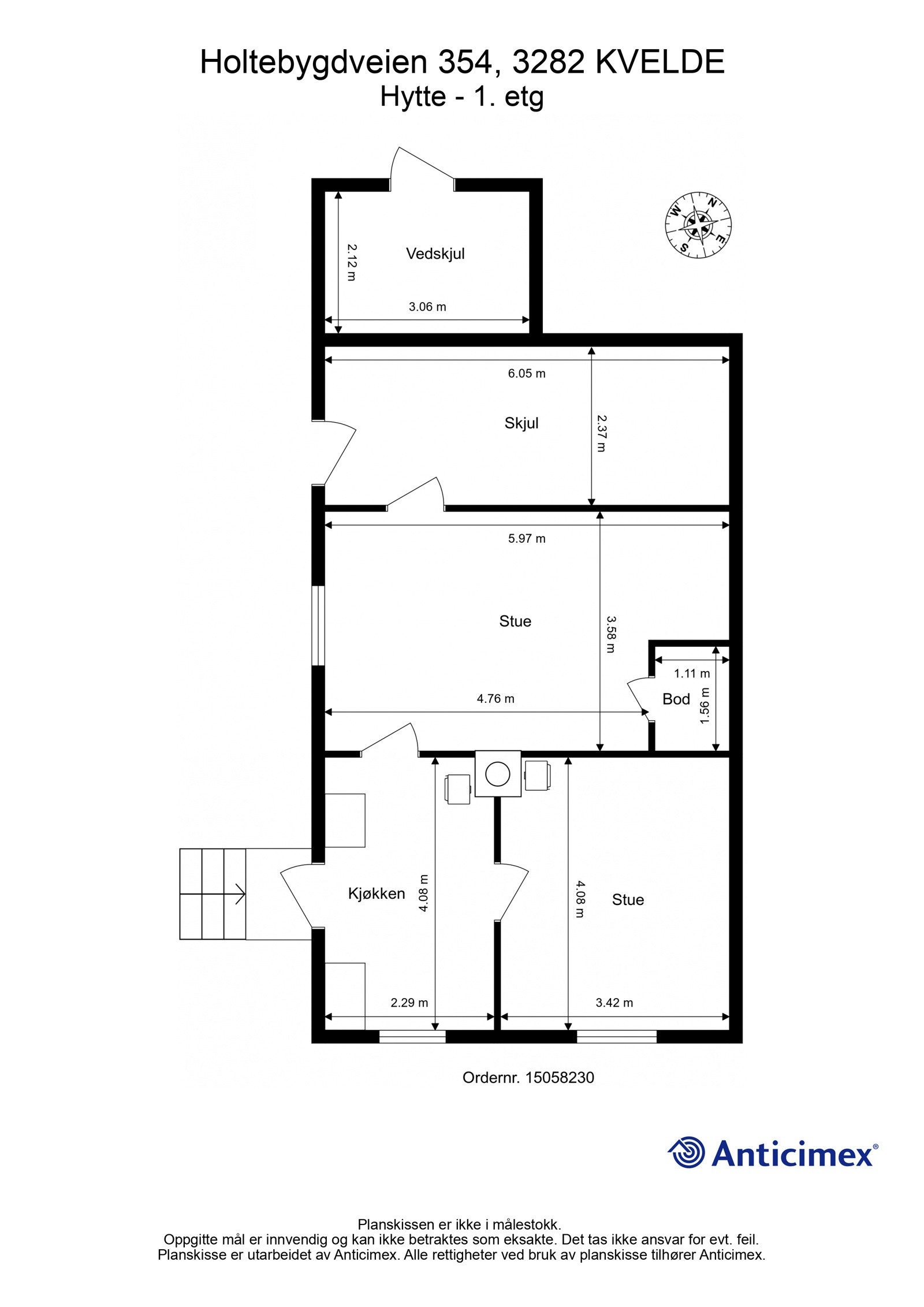 Plantegning av hytta. Galleribilde