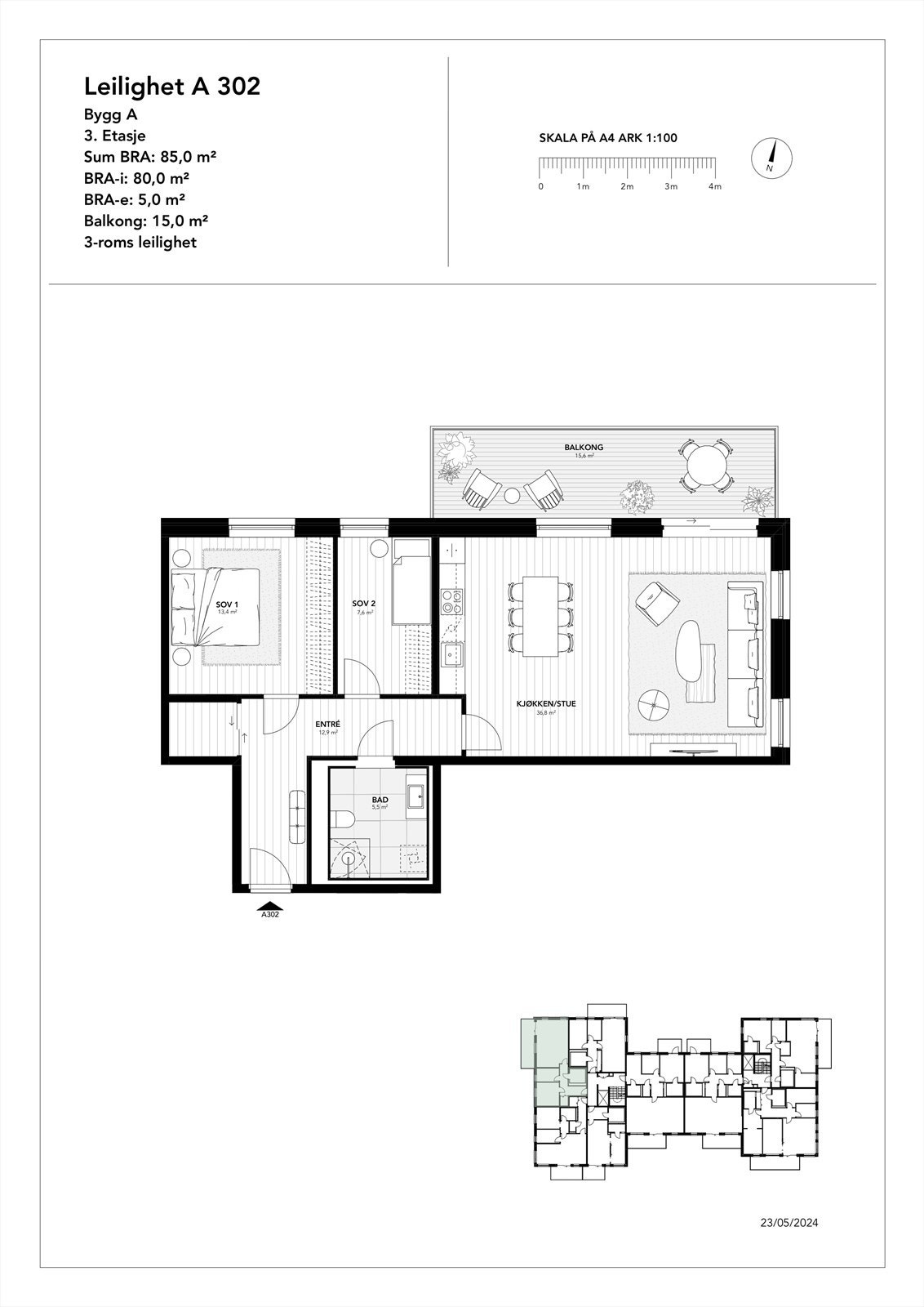 Plantegning A302 Galleribilde