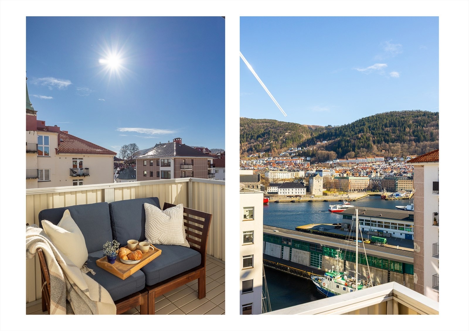 Her har du flott utsikt over hustakene på Nordnes i den ene retningen, samt mot Bryggen, Sandviken, og Sandviksfjellet i den andre retningen. Galleribilde