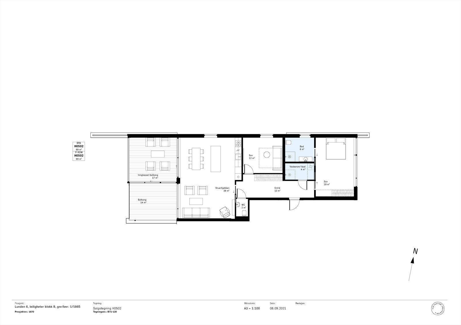 Lunden 6 Salgstegninger blokk B Galleribilde