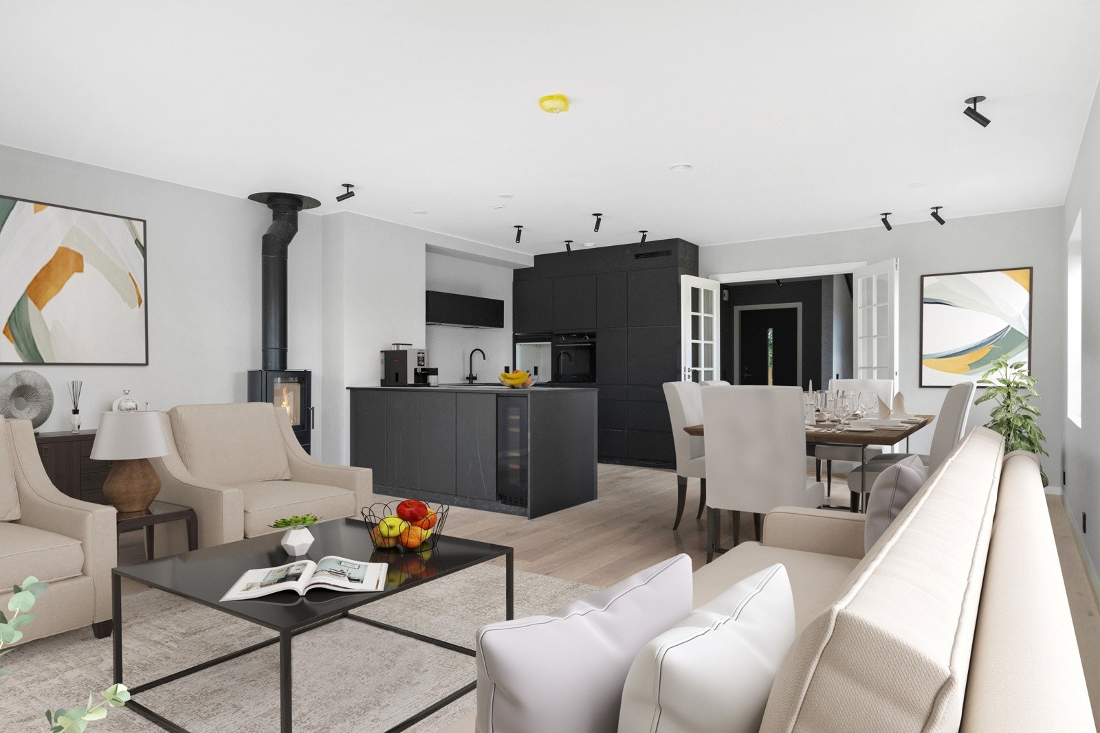 Fotoillustrasjon av møbler i stue i Trosterudstien 8A. Avvik vil forekomme. Galleribilde