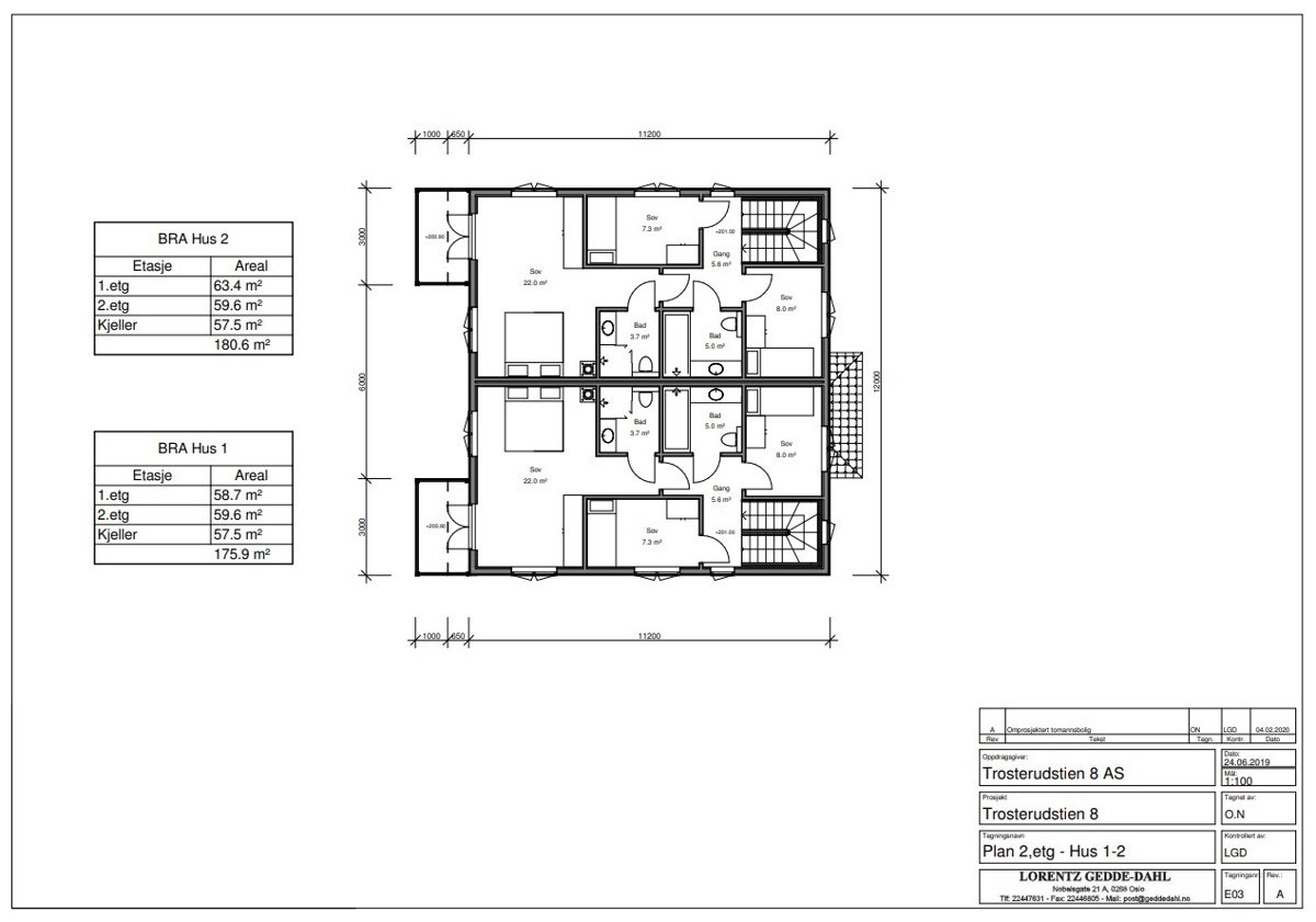 2. etg Trosterudstien 8A og B. Galleribilde