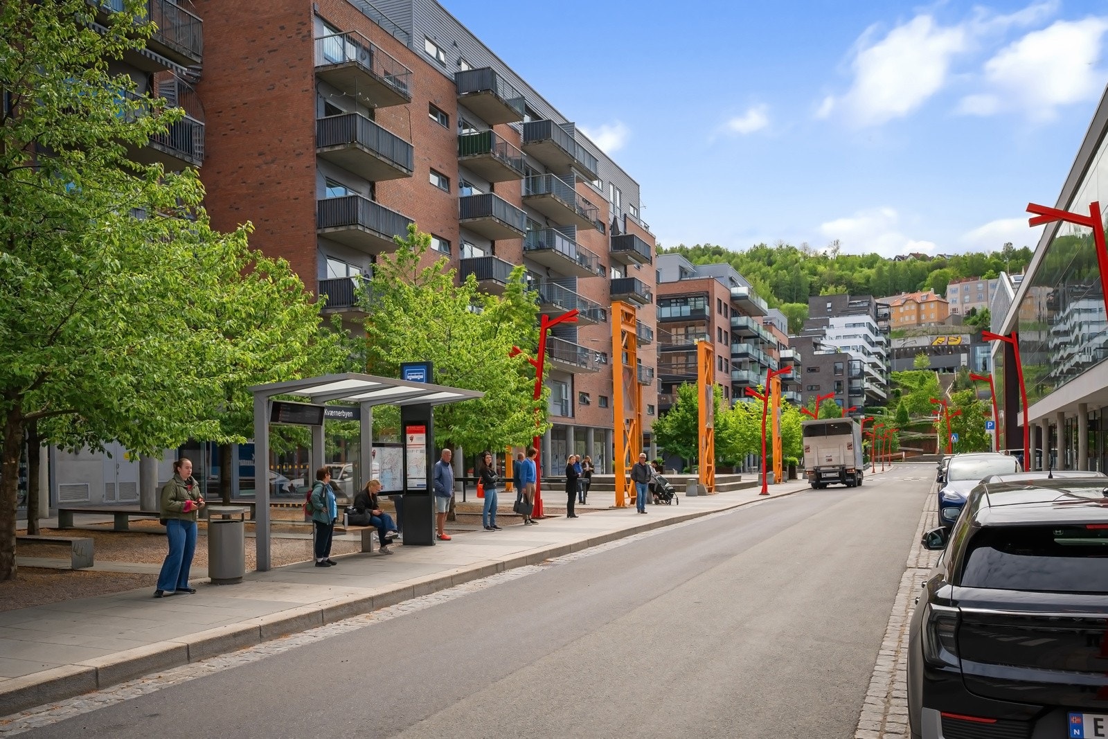 Kværnerbyen bussholdeplass ligger rett ved Galleribilde