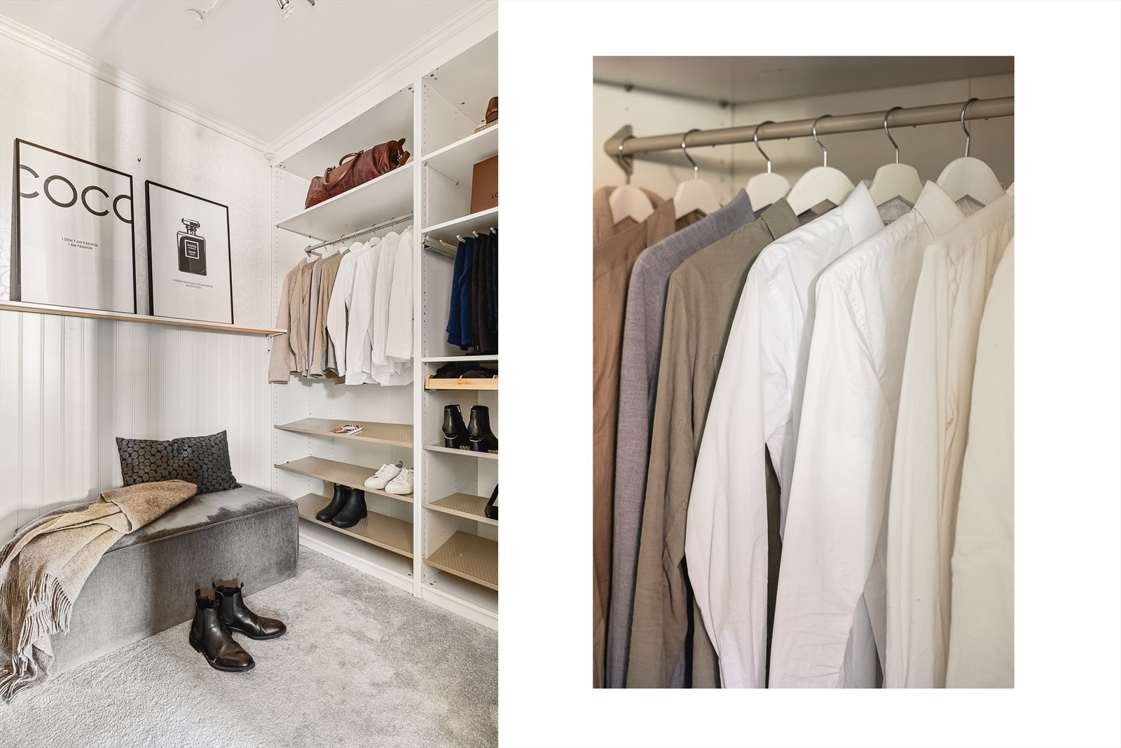 I walk-in er det også flott vegg til vegg teppe fra 2021. Rommet er av god størrelse og har funksjonelle garderobeløsninger som utnytter lagringsplassen. Galleribilde