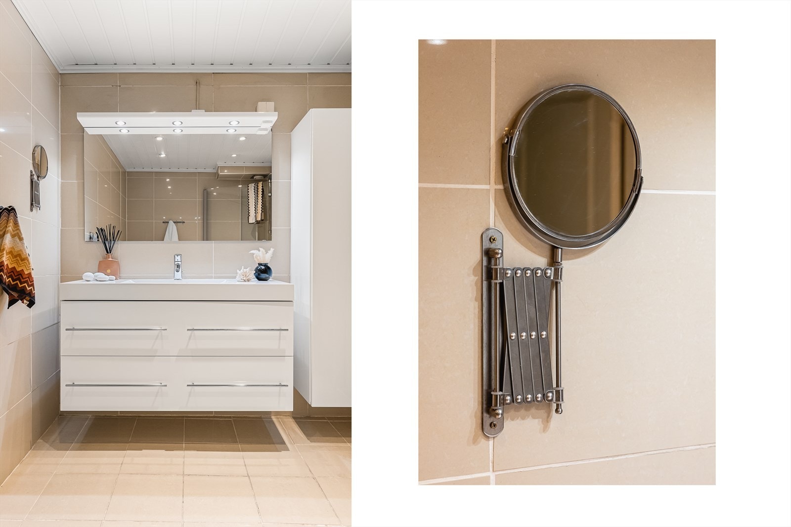 Tidløs og pen baderomsinnredning. Galleribilde