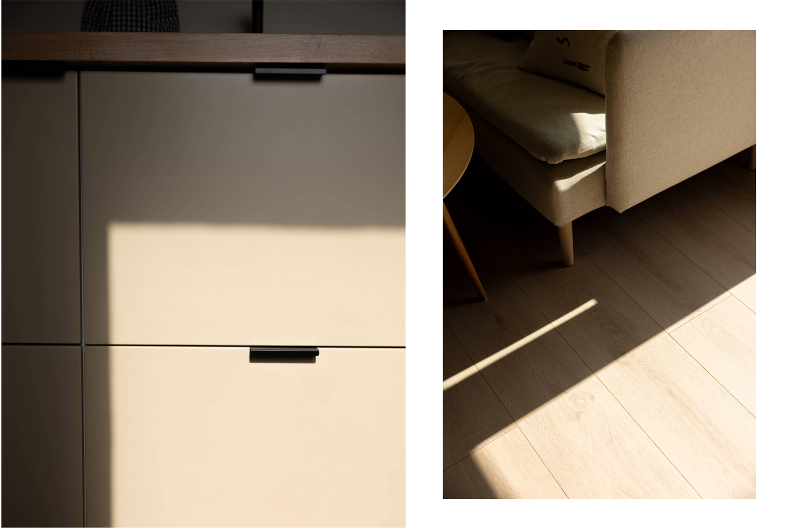 Fargepaletten med fronter, gulv og benkeplate er gjennomtenkt Galleribilde