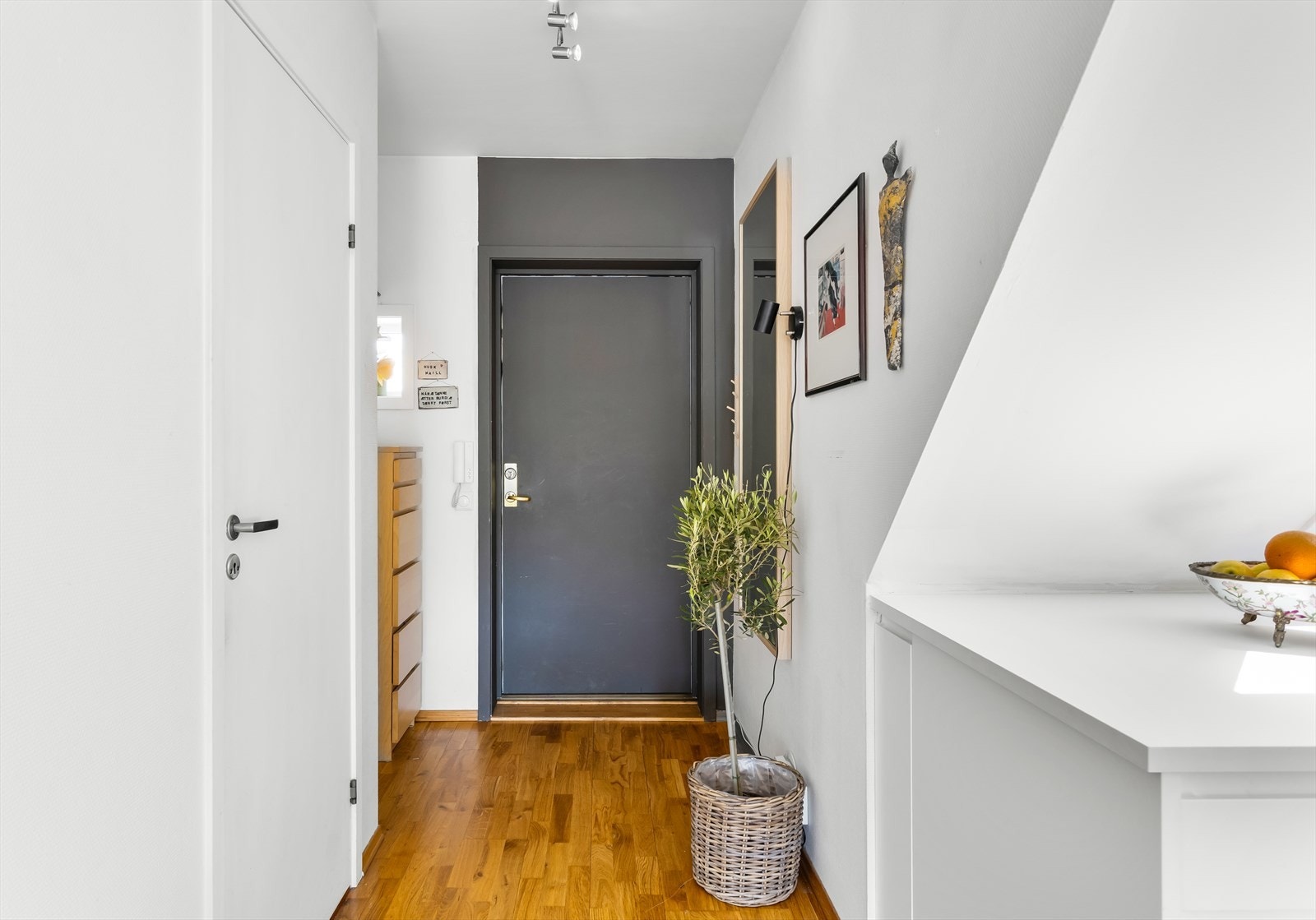 Velkommen inn - innbydende entré med plass til yttertøy og sko. Galleribilde