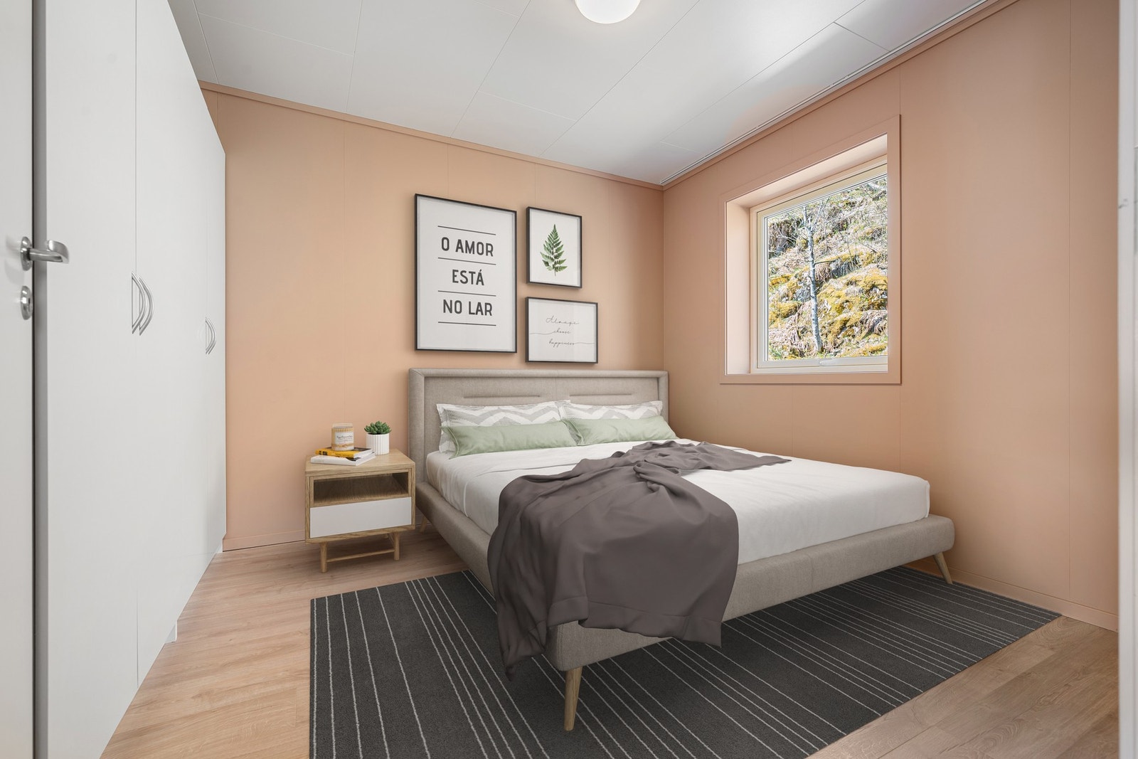 Soverom her digitalt møblert Galleribilde