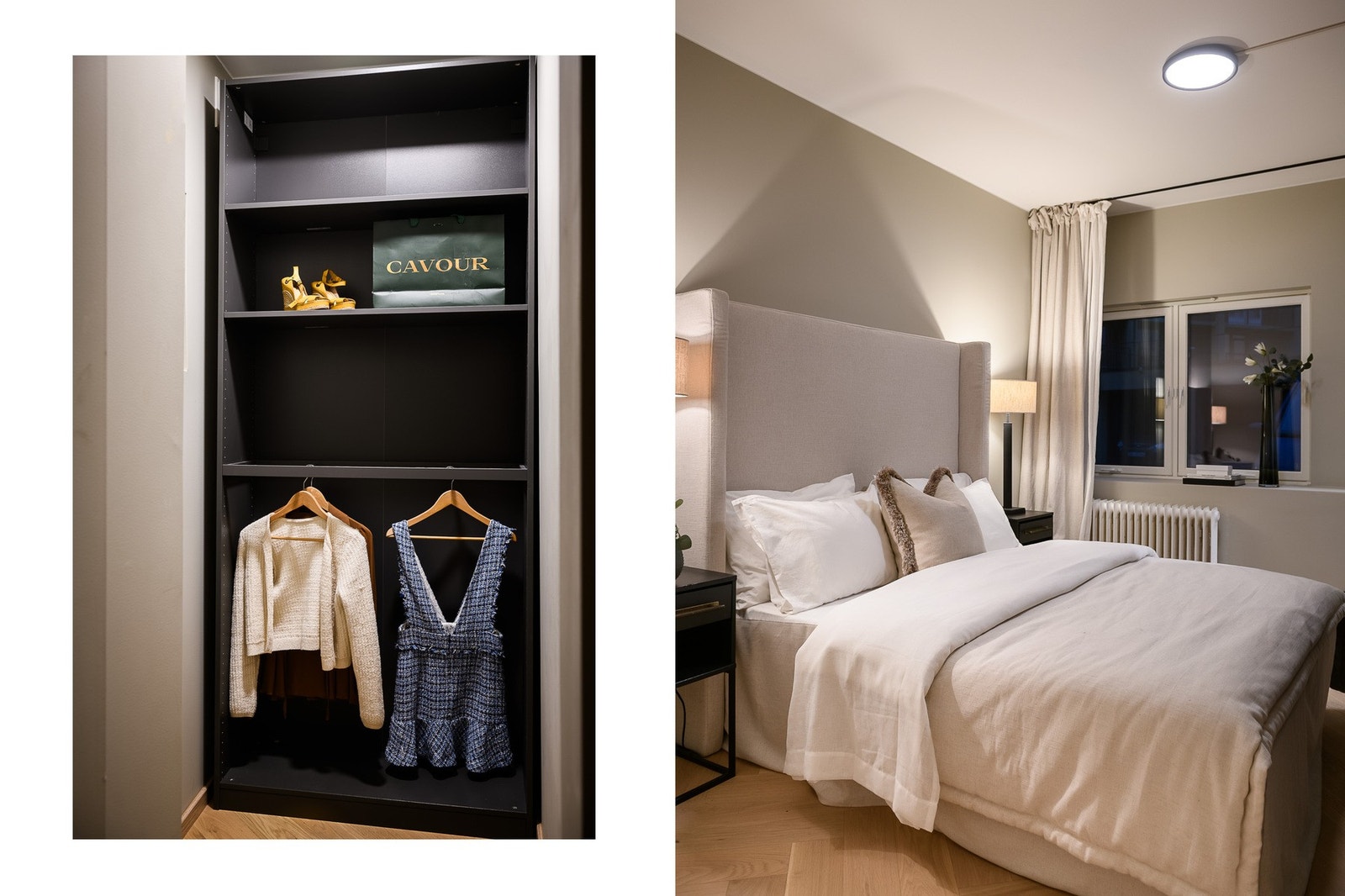 Fra soverommet er det inngang til en romslig bod med garderobeinnredning. Galleribilde