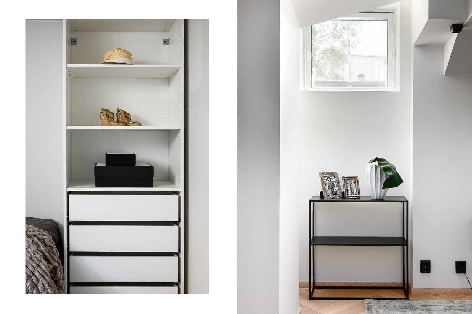 Arbeidsrommet er innredet med garderobeskap og åpner for fleksibelt bruk. Galleribilde