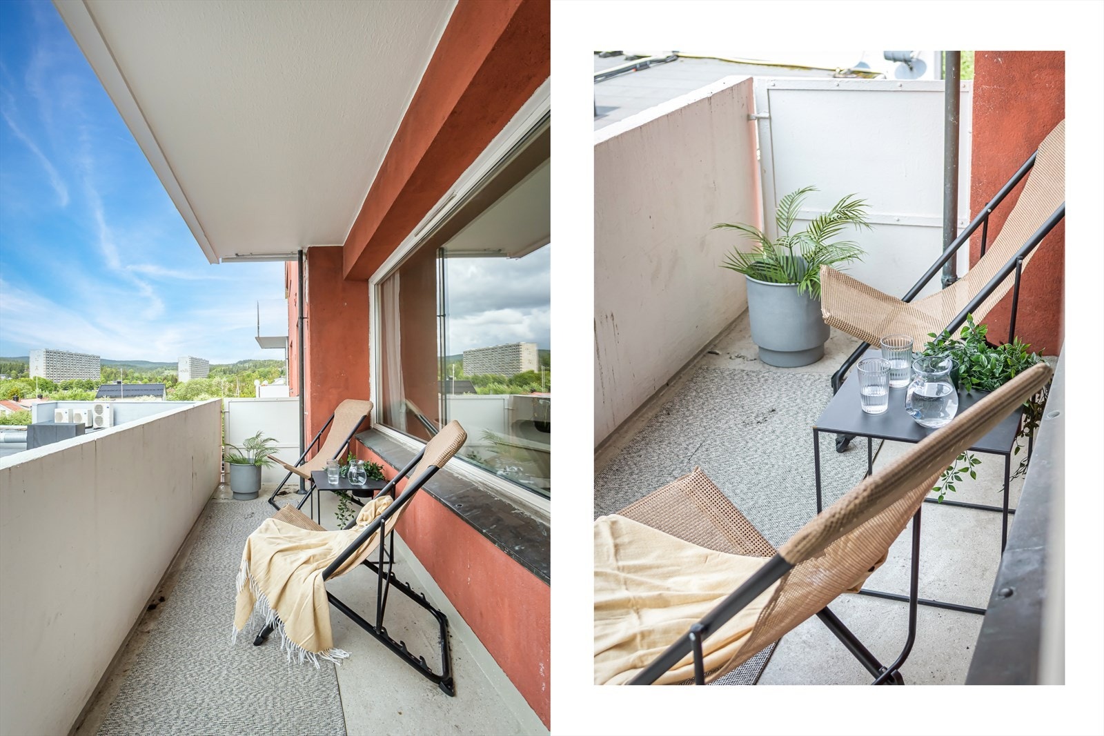 Balkongen er på 6 kvm og har plass for sittemøbler, beplantning og grill. Galleribilde