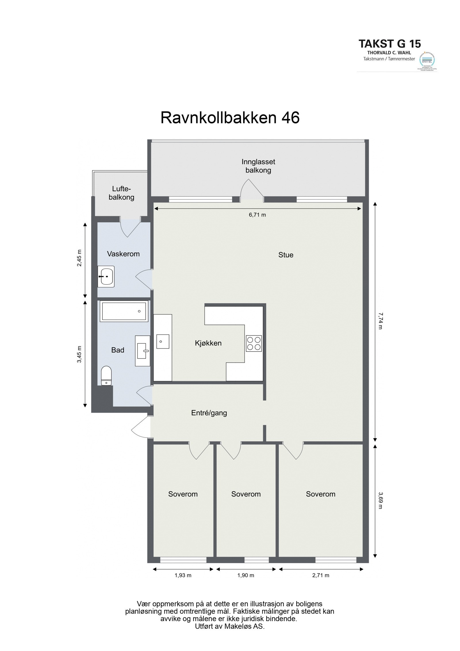 Den beste planløsningen, 3 soverom på rekke, stue og kjøkken med sosial løsning. Galleribilde