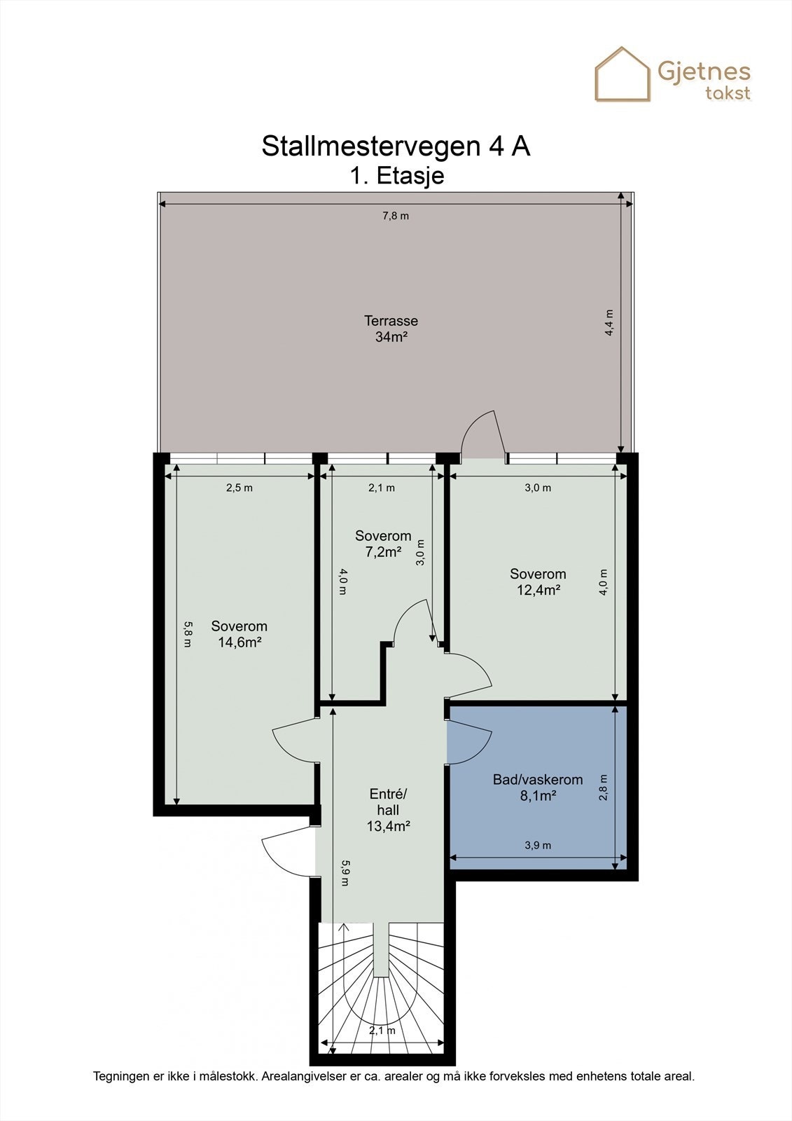 Ta en titt på planskissen og gjør deg kjent med romfordelingen. Her fra 1.Etasje. Galleribilde