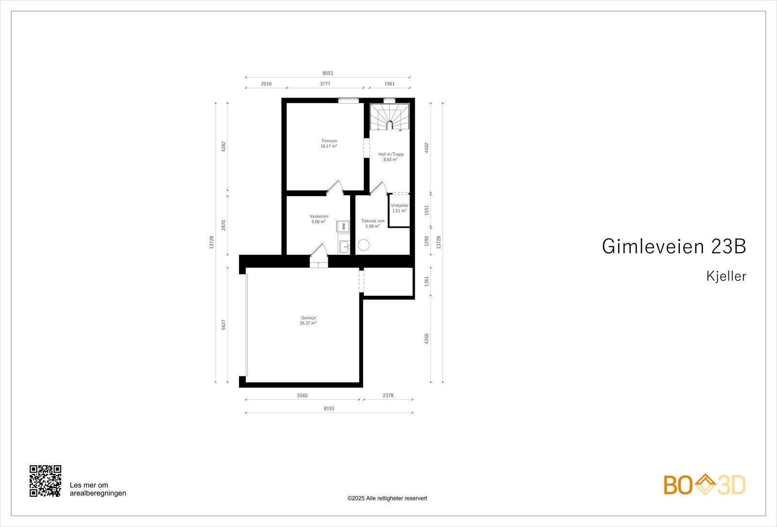 Plantegning kjeller. Galleribilde