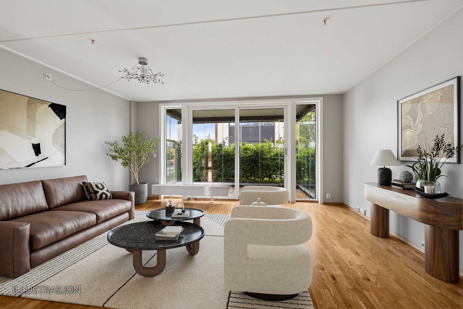 Stue med utgang til uteplass. Galleribilde