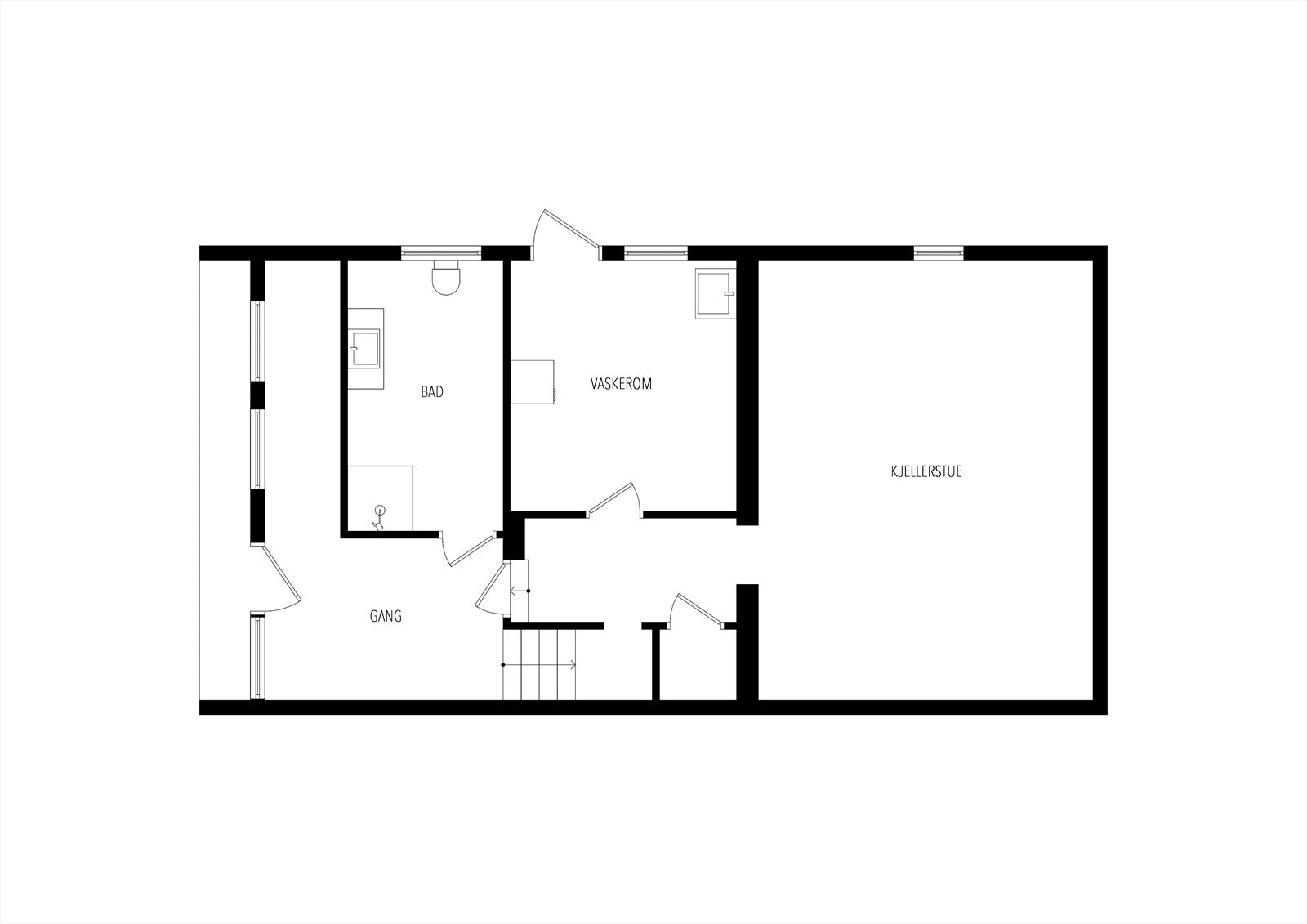 Plantegning 1. etasje og kjeller Galleribilde